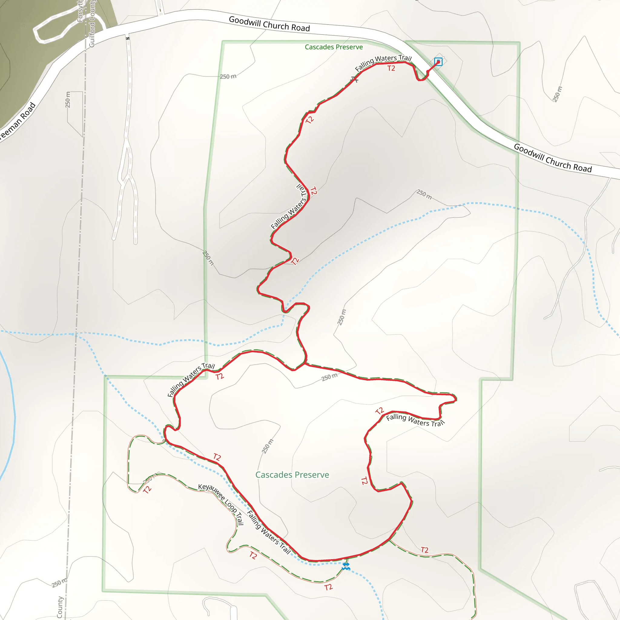 Falling Waters Loop Trail mobile static map