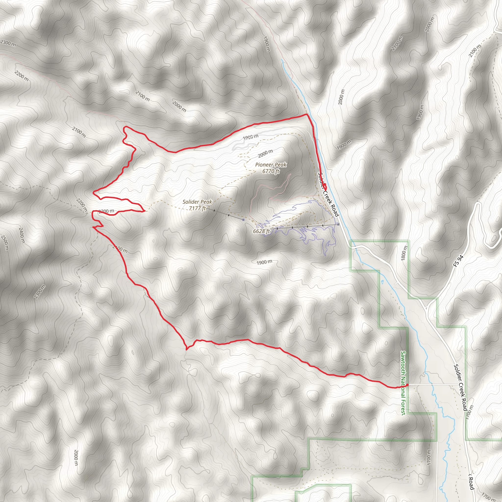 Soldier Creek Miller Creek and Free Gold Creek mobile static map