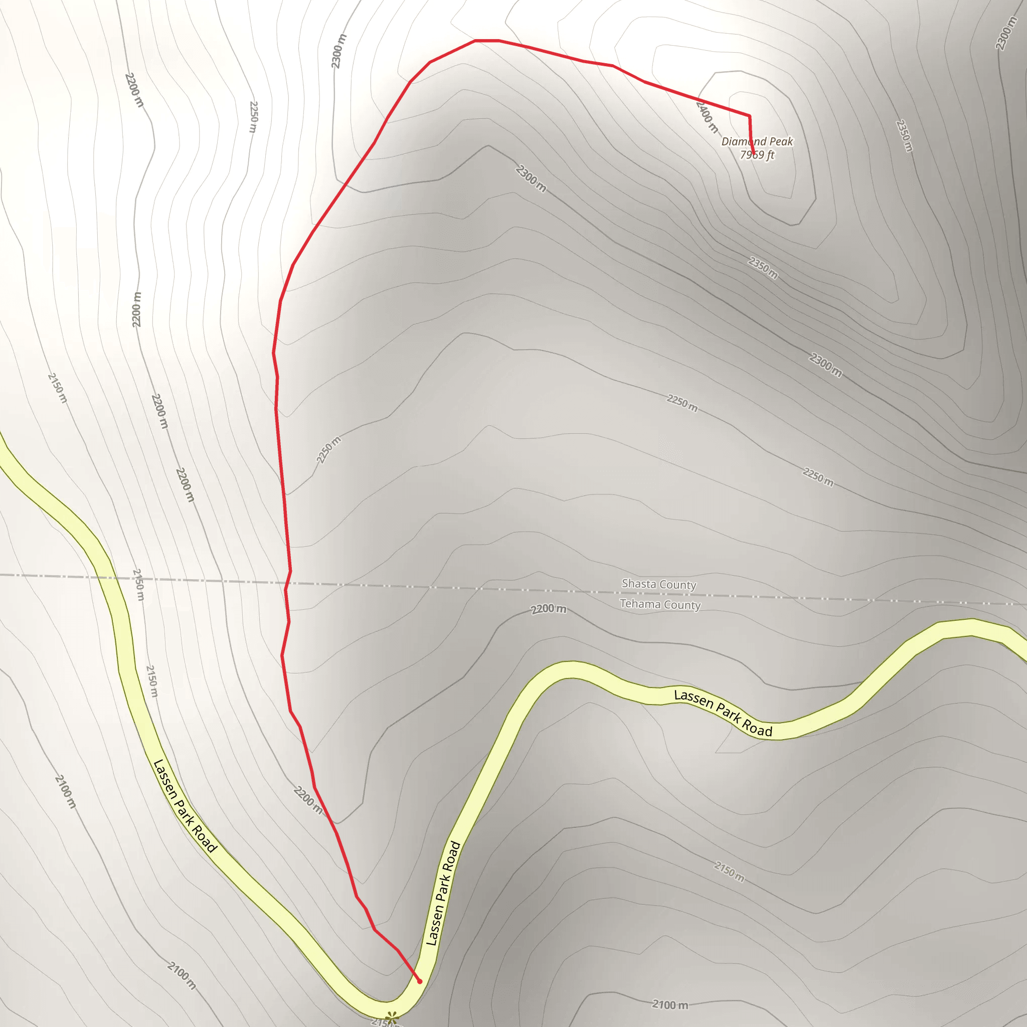 Diamond Peak from Lassen Park Road mobile static map