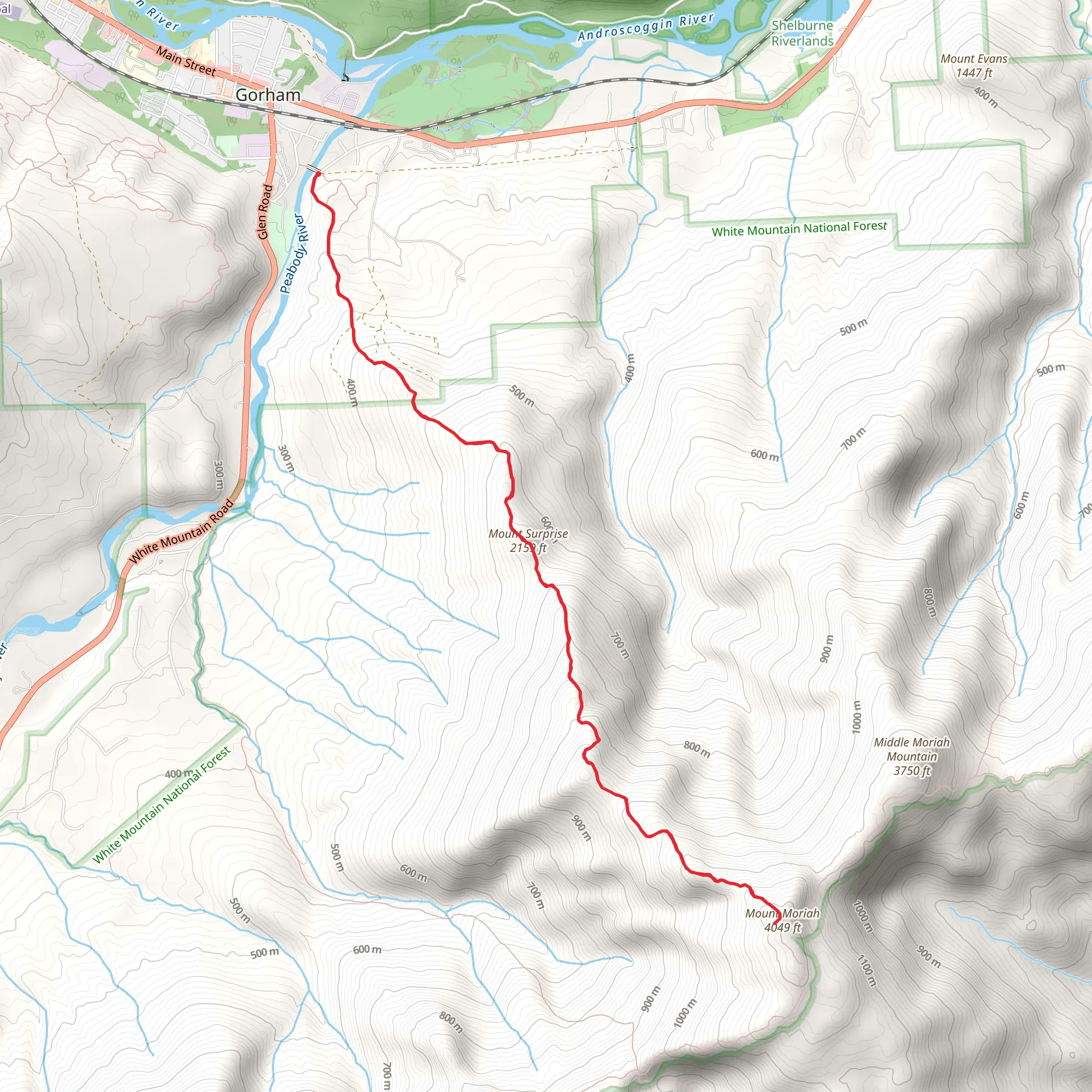 Mount Moriah and Mount Surprise via Carter-Moriah Trail mobile static map