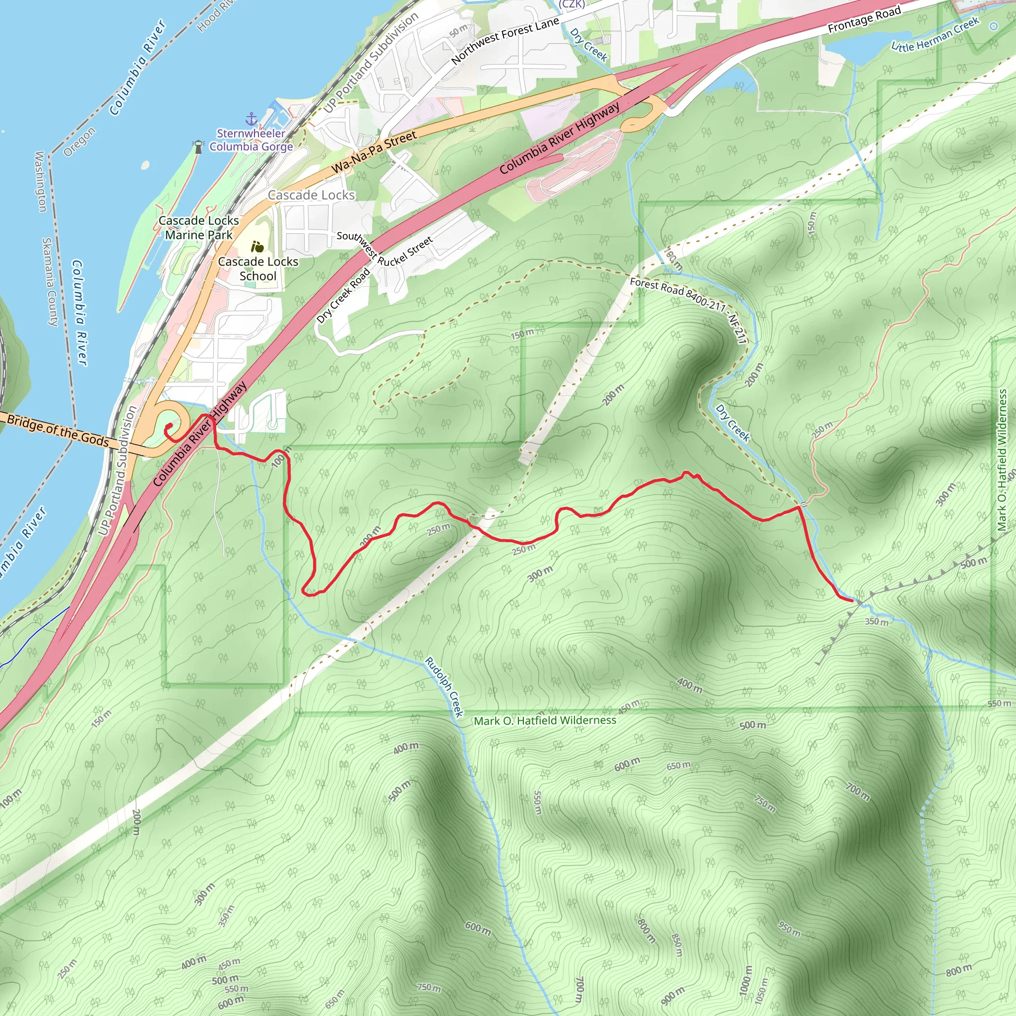 Dry Creek Falls Trail mobile static map