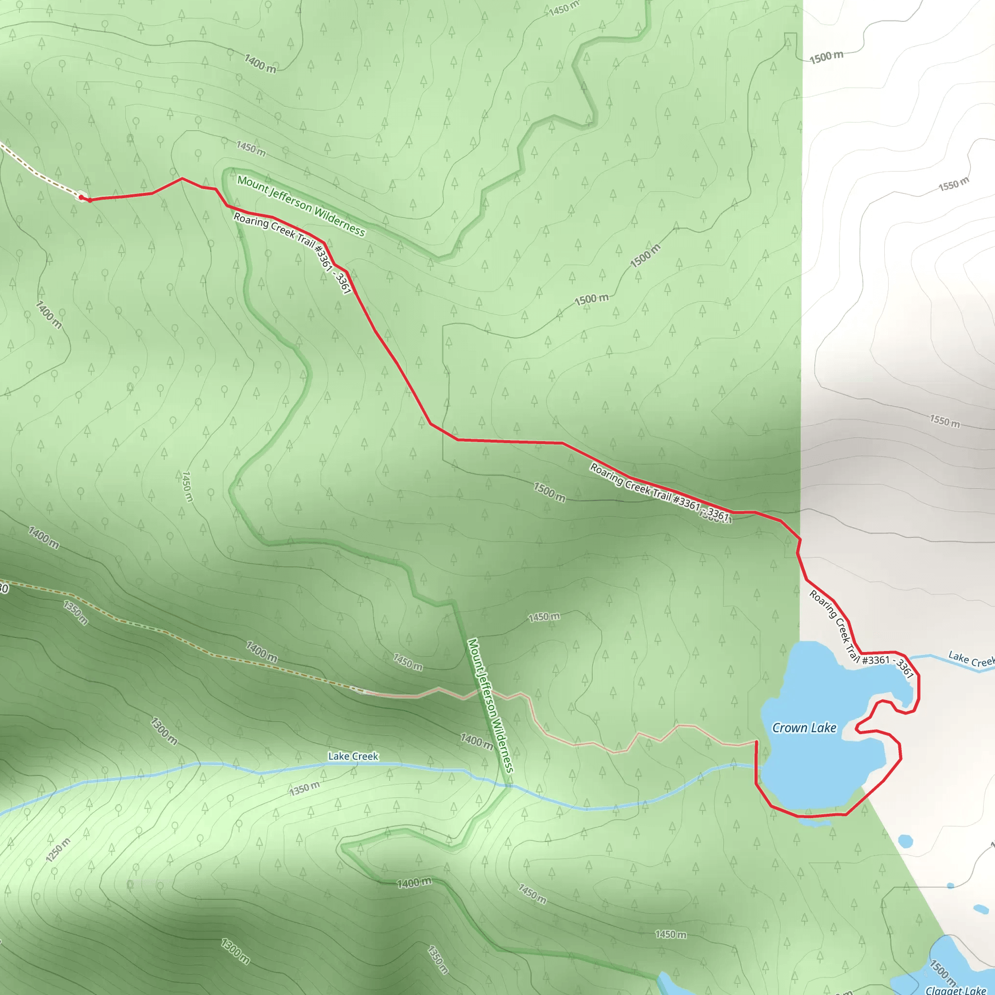 Crown Lake via Roaring Creek Trail mobile static map