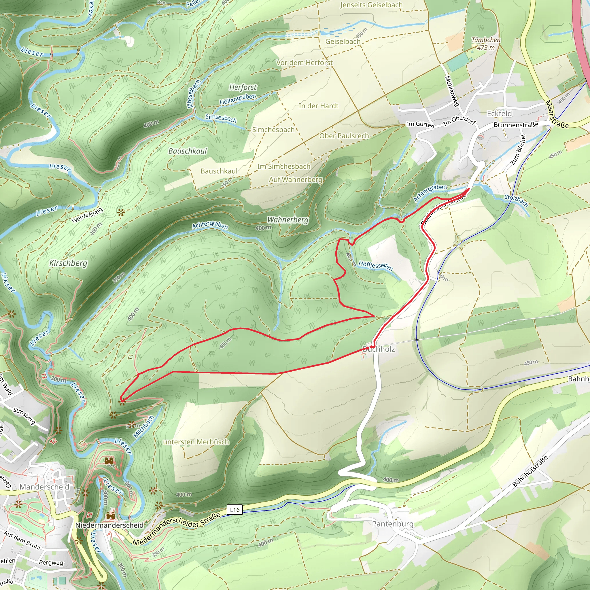 Belverde and Kloster Loop from Buchholz mobile static map