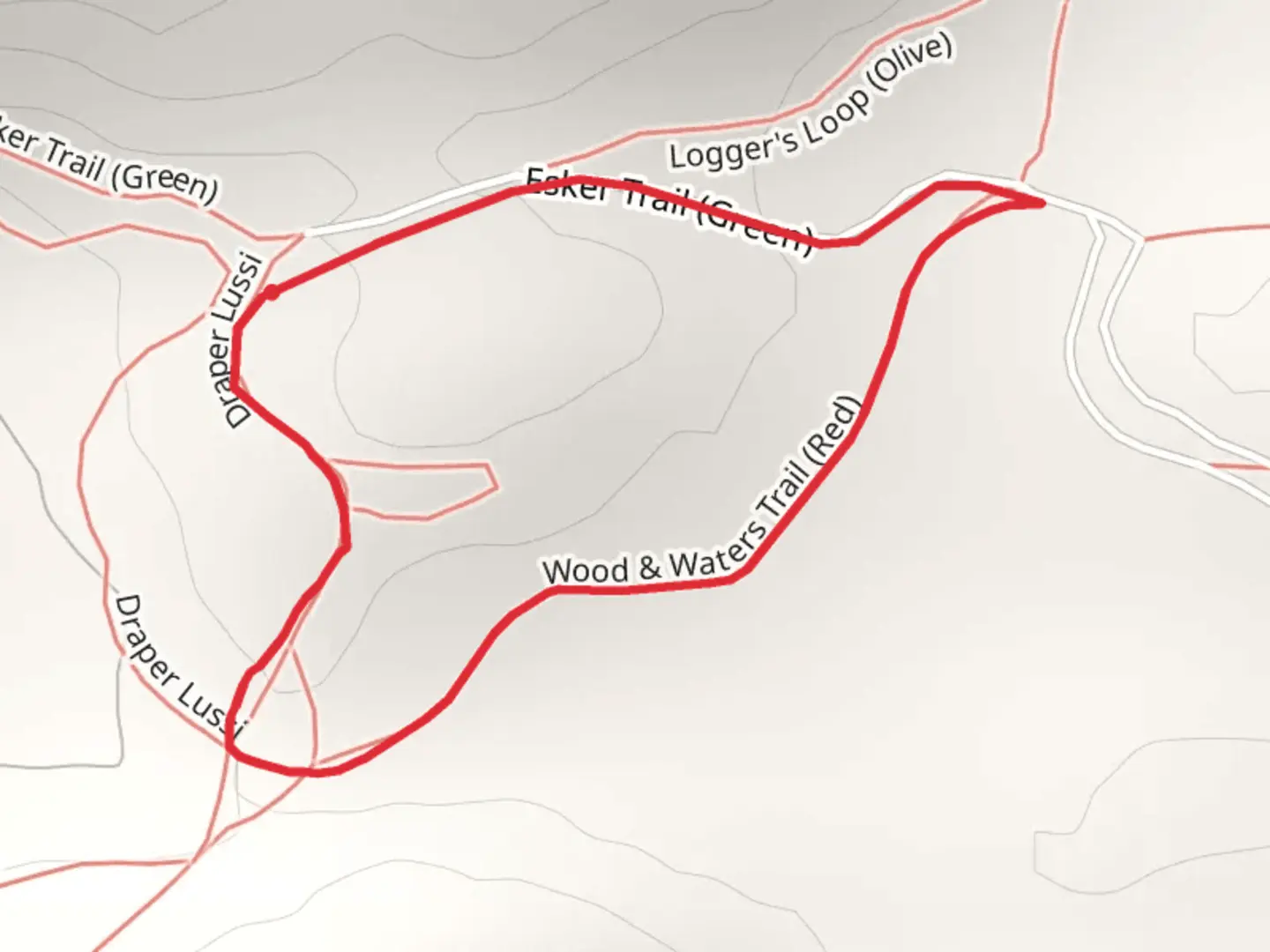 An image depicting the trail Wood and Waters Trail and its surrounding area.