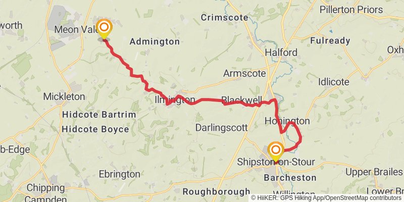 Warwickshire via Centenary Way stage 8 Map
