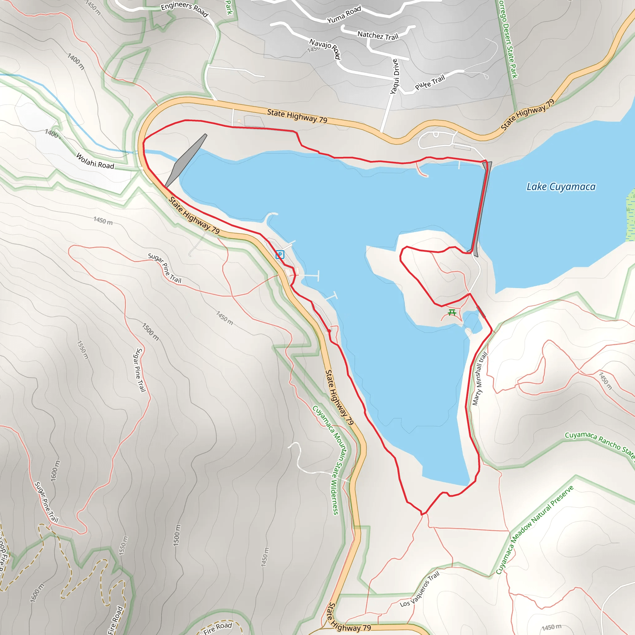 Cuyamaca Lake Short Loop mobile static map