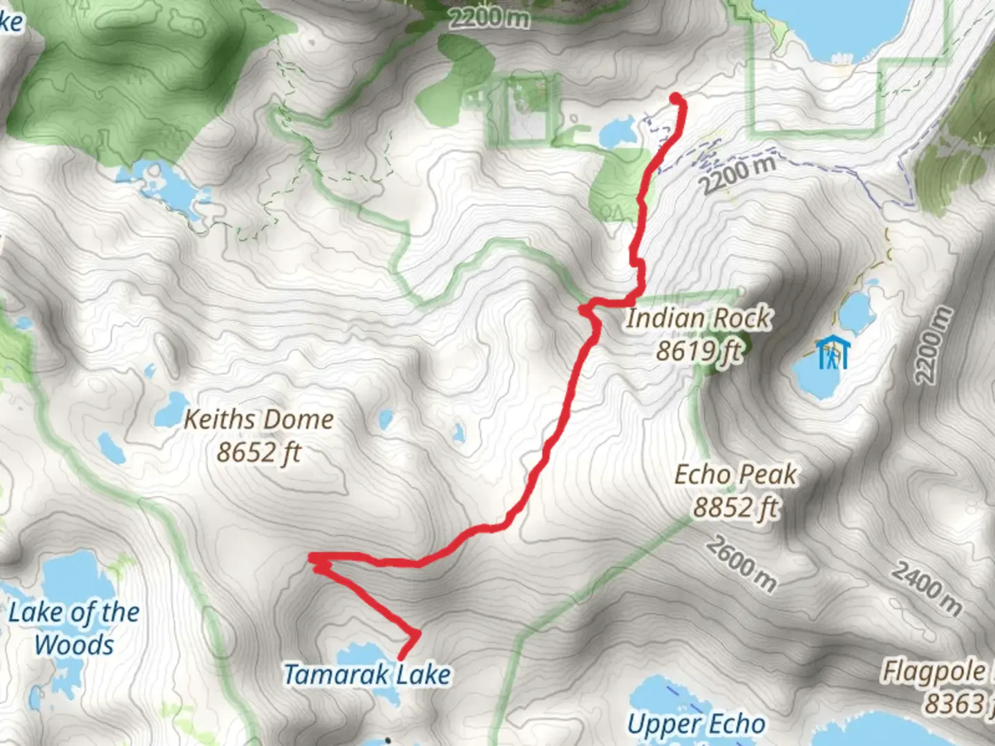 An image depicting the trail Tamarack Lake Trail and its surrounding area.