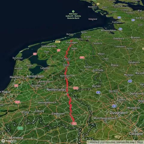 Weert to Uithuizen via Helmondseweg, Letlesingel, Milhezerweg, Apeldoornseweg and Trekweg