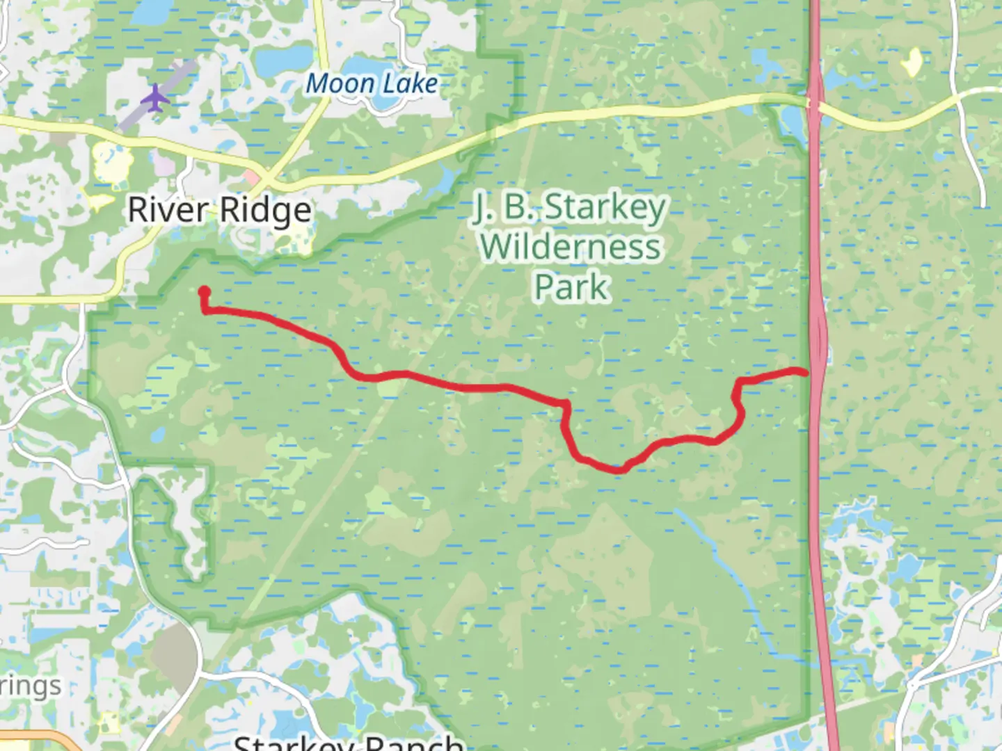 An image depicting the trail Starkey Park Trail and its surrounding area.