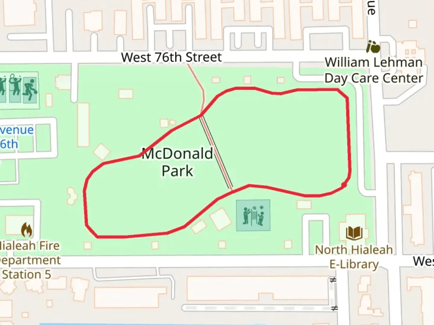 An image depicting the trail McDonald Park Loop and its surrounding area.