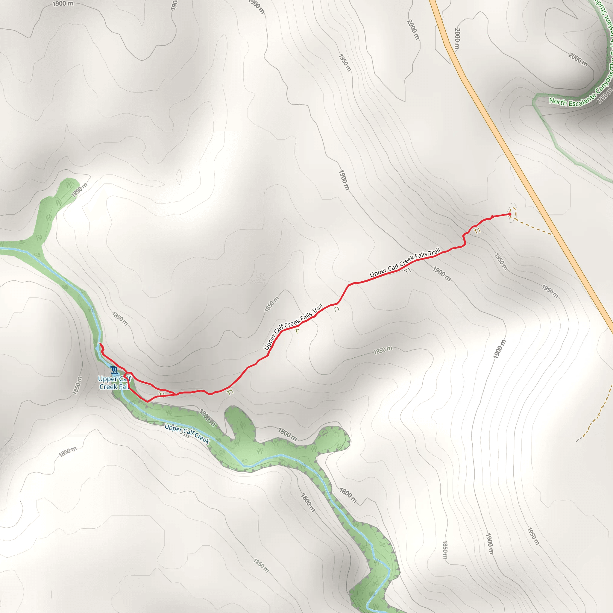 Upper Calf Creek Fall Trail mobile static map
