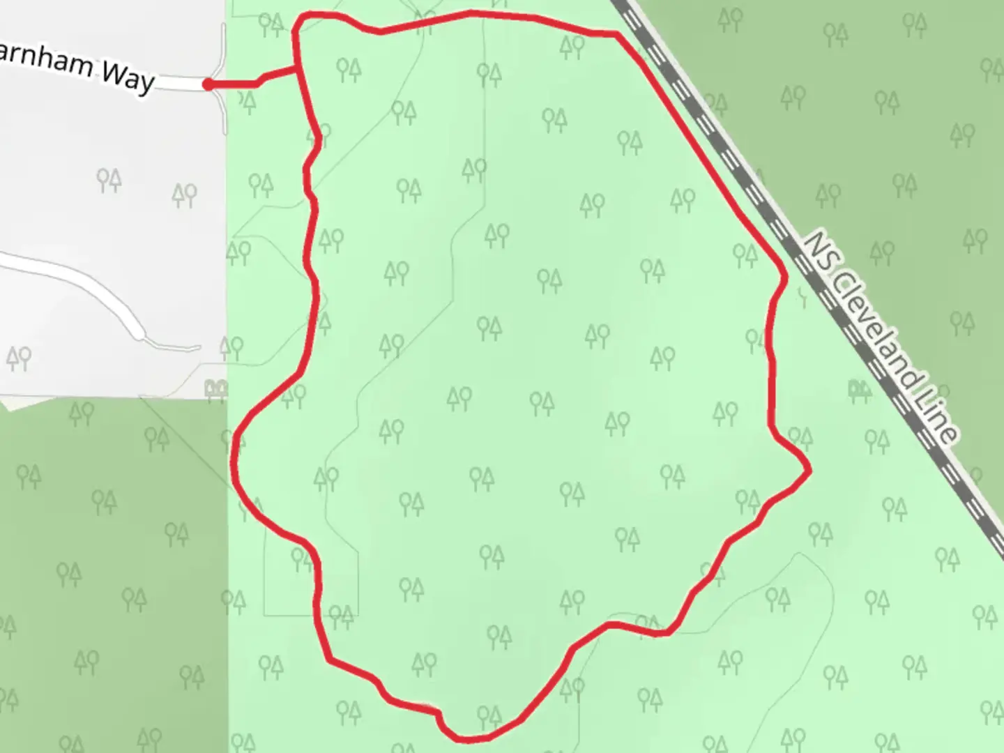 An image depicting the trail Maple Grove Park Loop and its surrounding area.