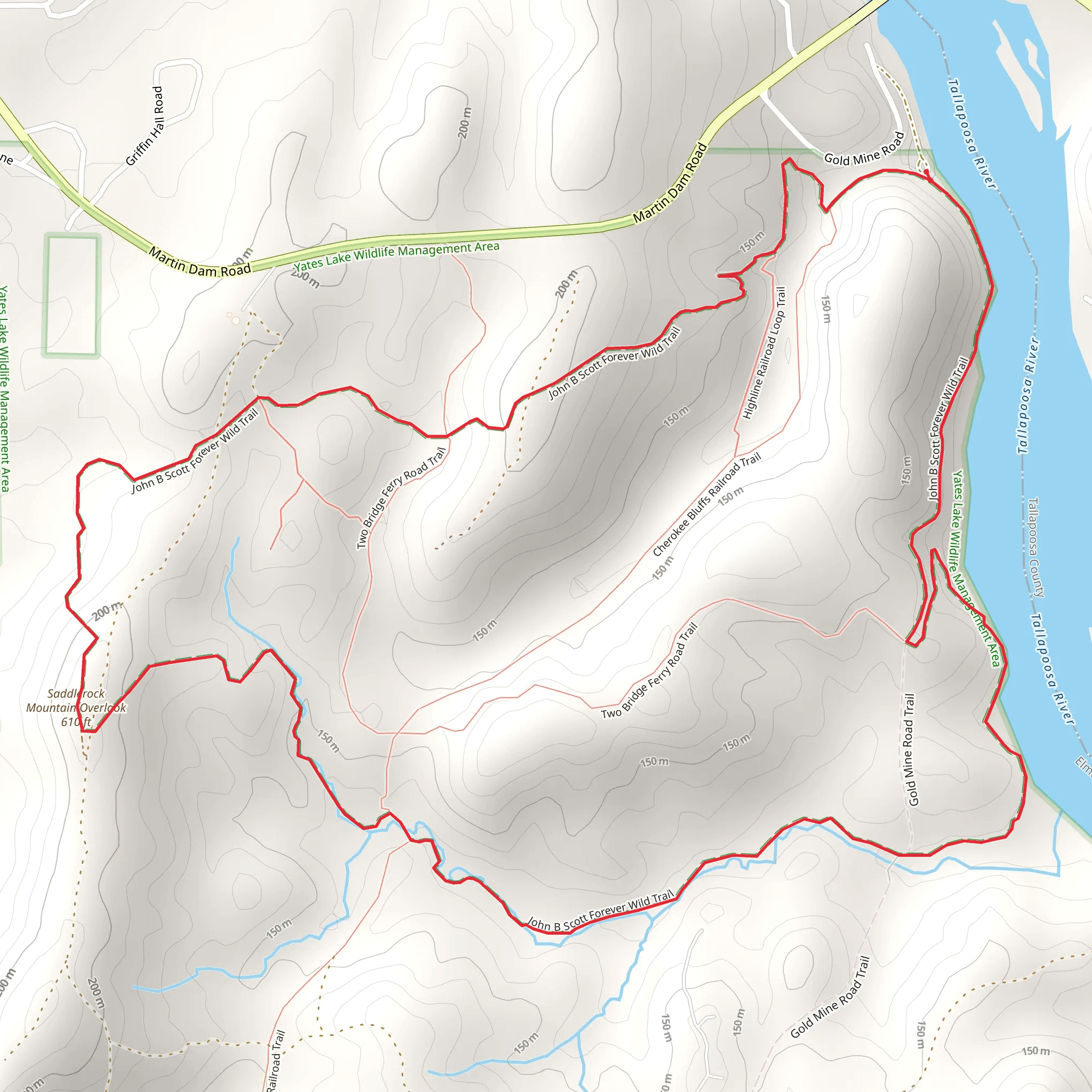 John B Scott Forever Wild and Saddlerock Mountain Overlook Loop Trail mobile static map