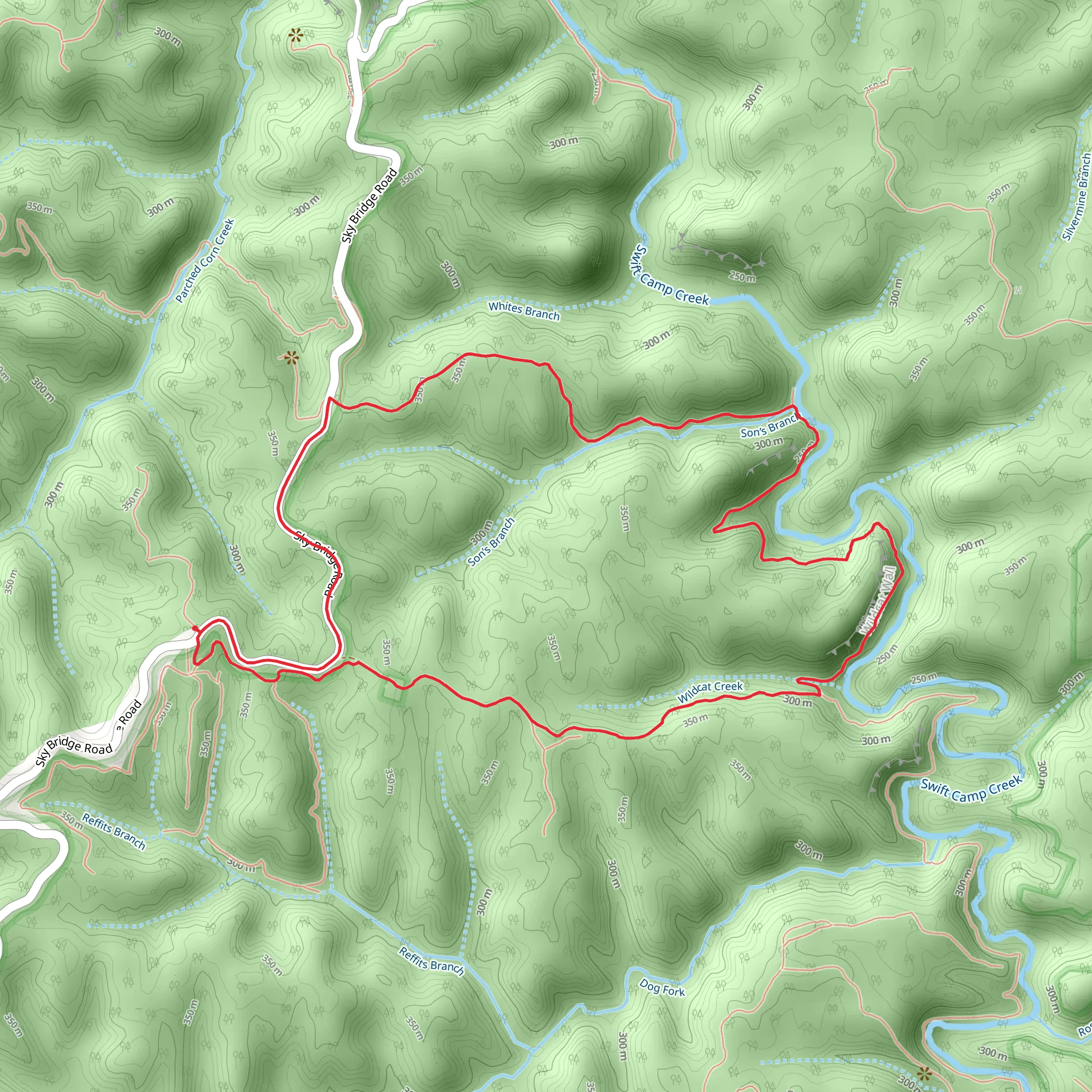 Wildcat Creek and Swift Camp Creek Loop Trail mobile static map