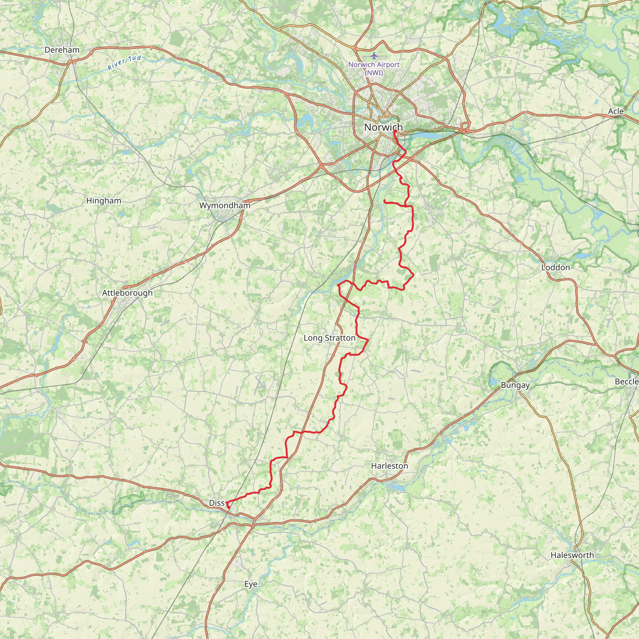 Boudica's Way mobile static map