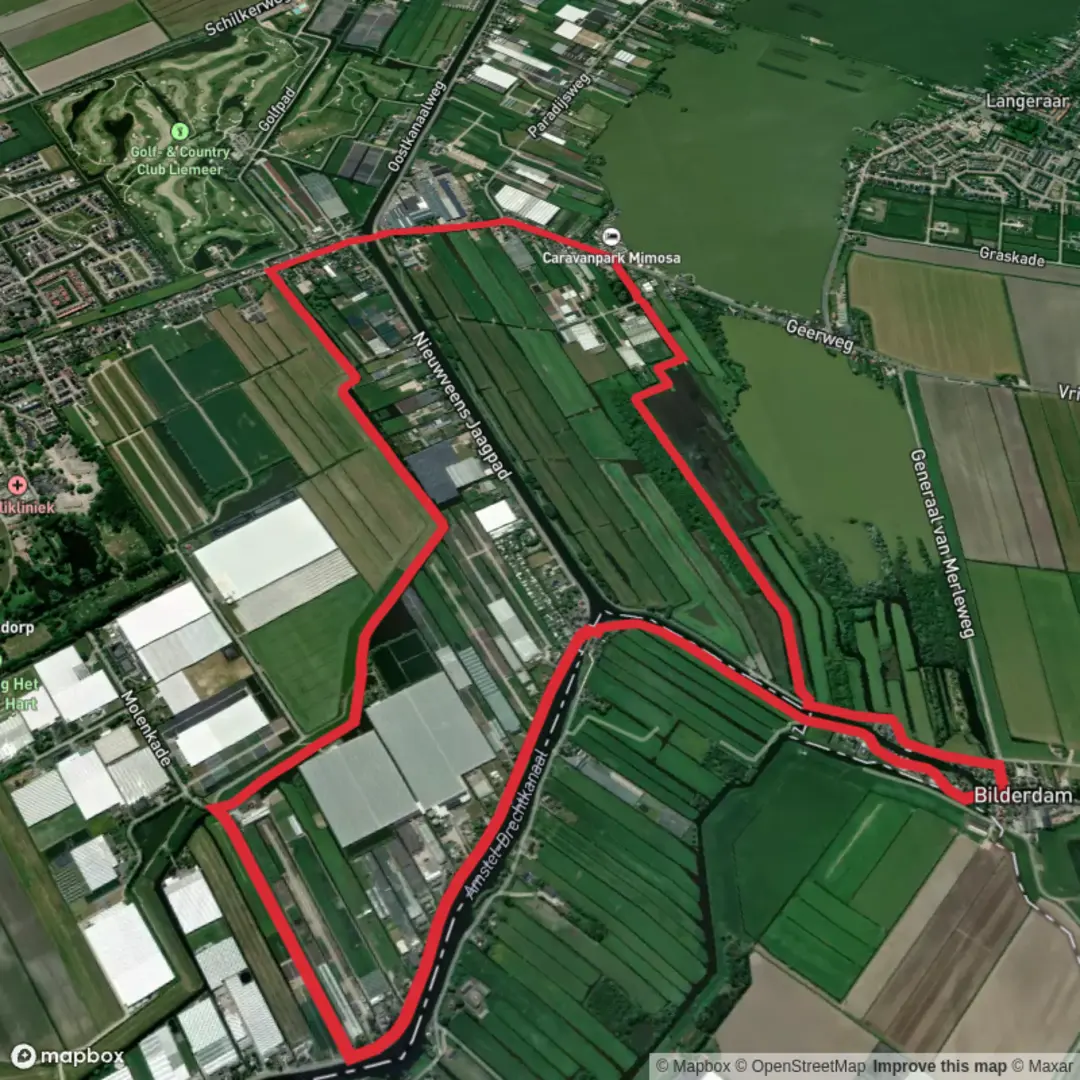 An image depicting the trail Pelgrimspad and Ursula Route Loop and its surrounding area.
