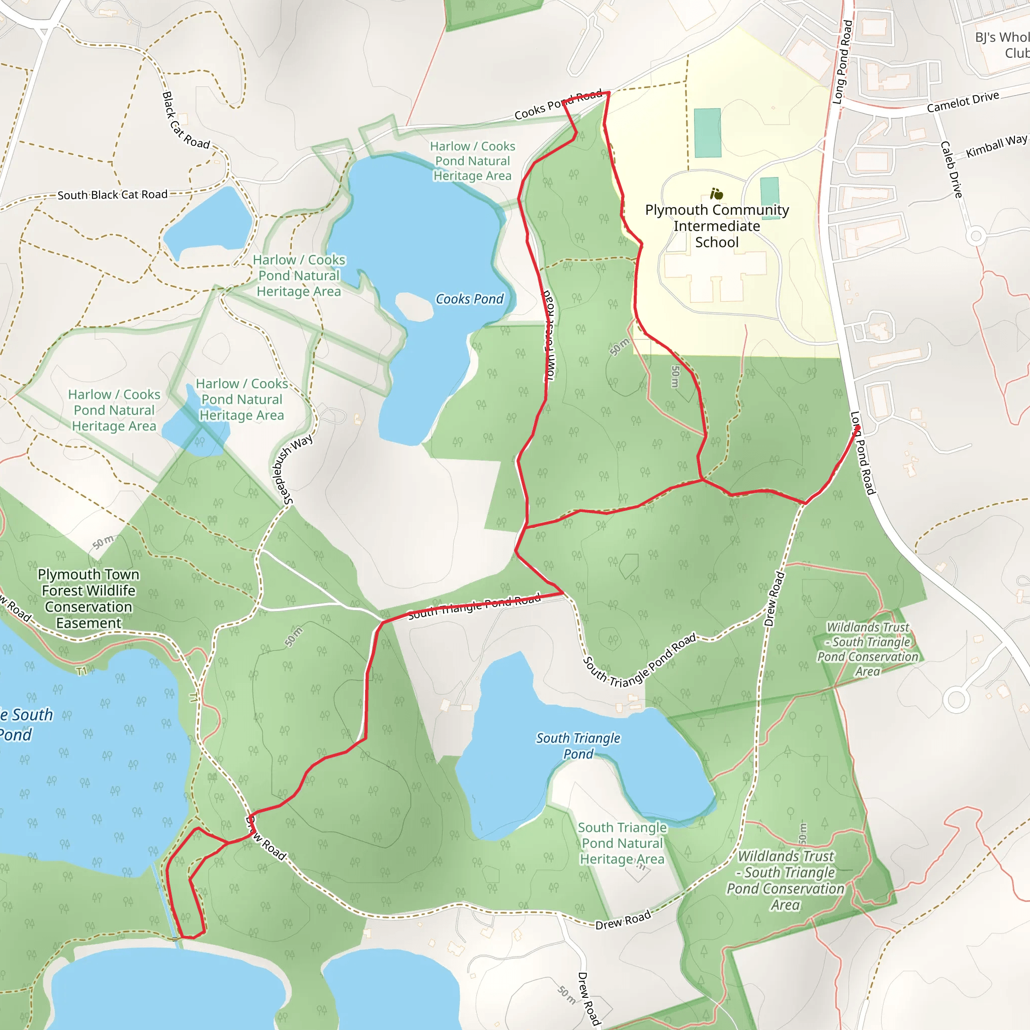 Great South Pond and Cooks Pond Loop Trail mobile static map
