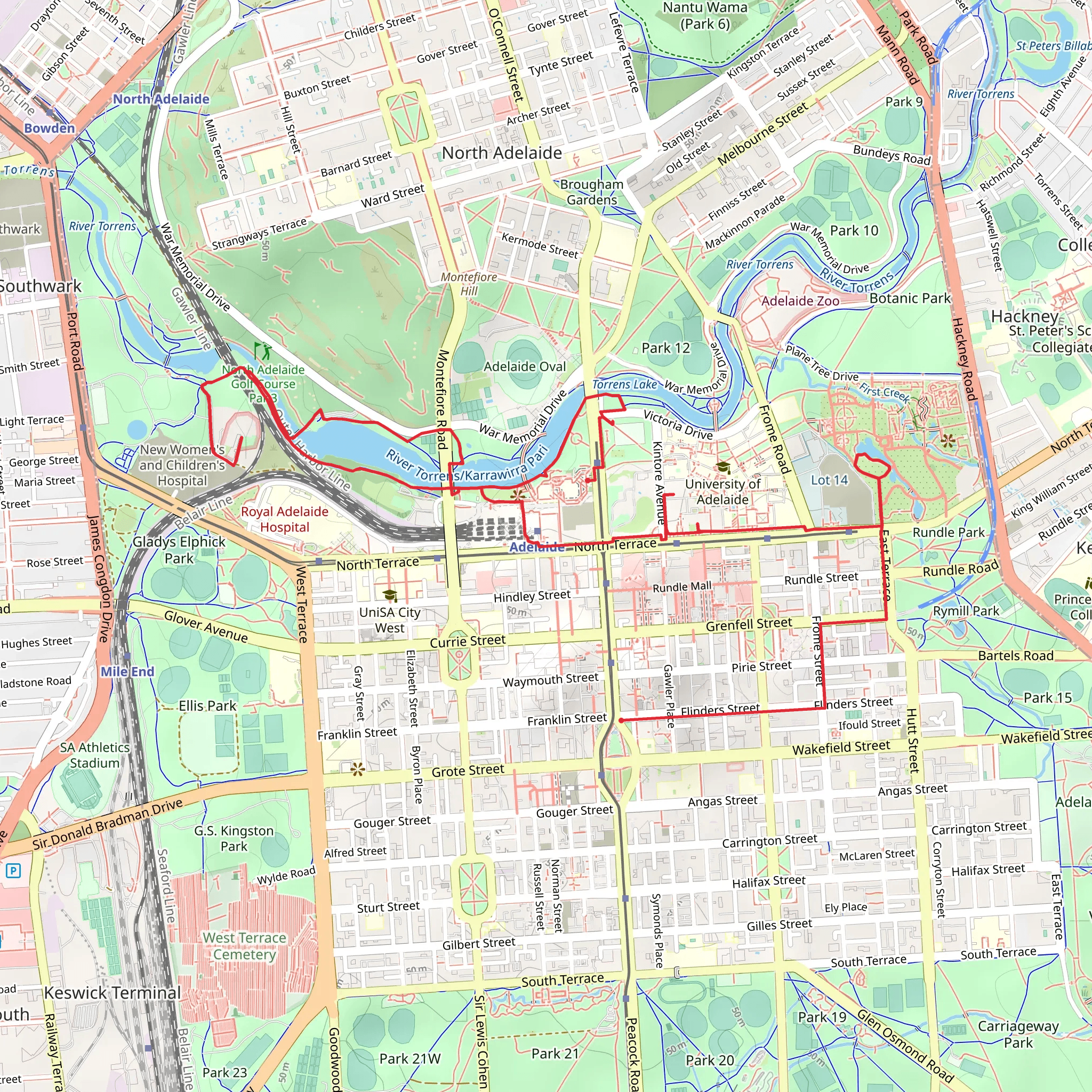 Adelaide Kaurna Walking Trail mobile static map