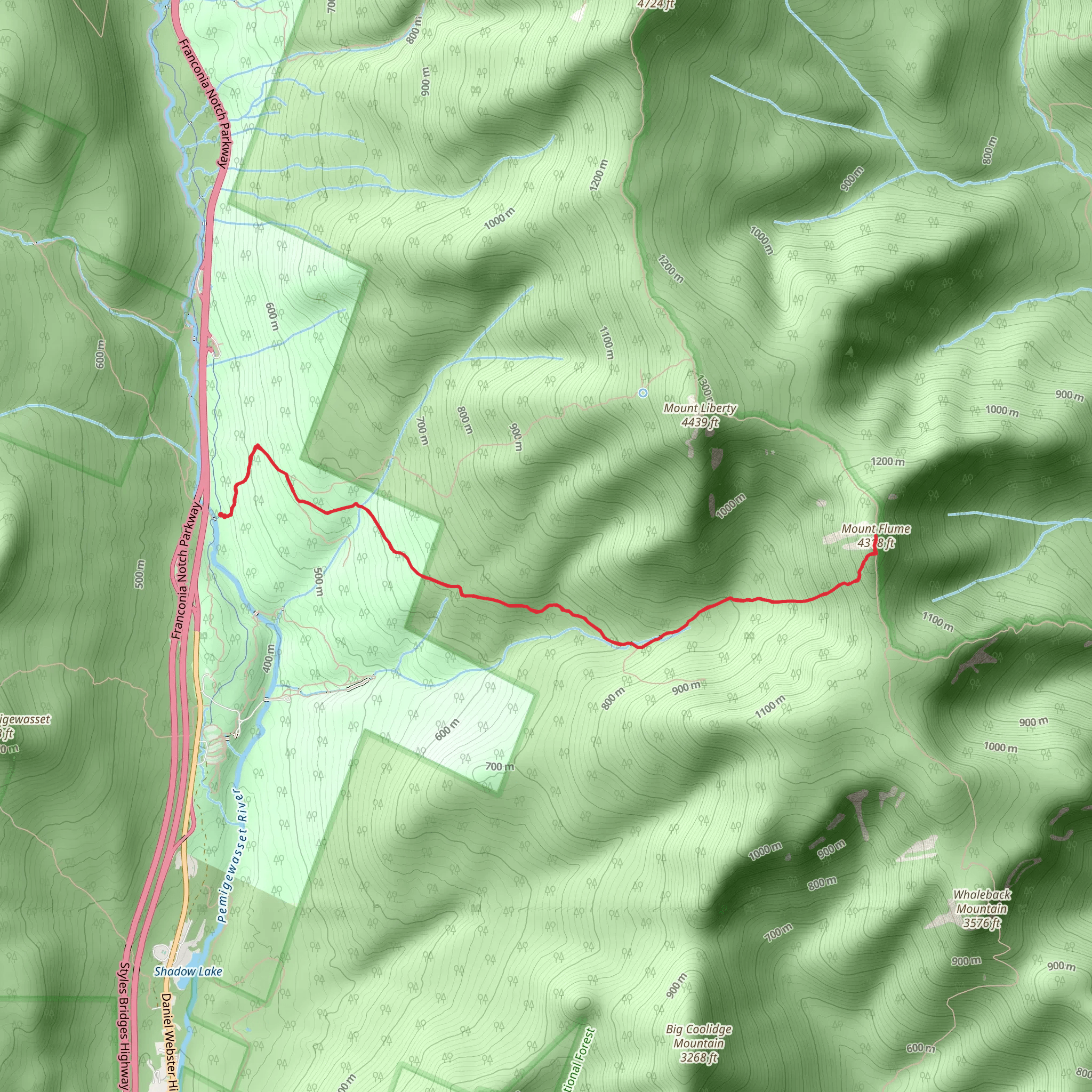 Mount Flume via Flume Slide Trail mobile static map