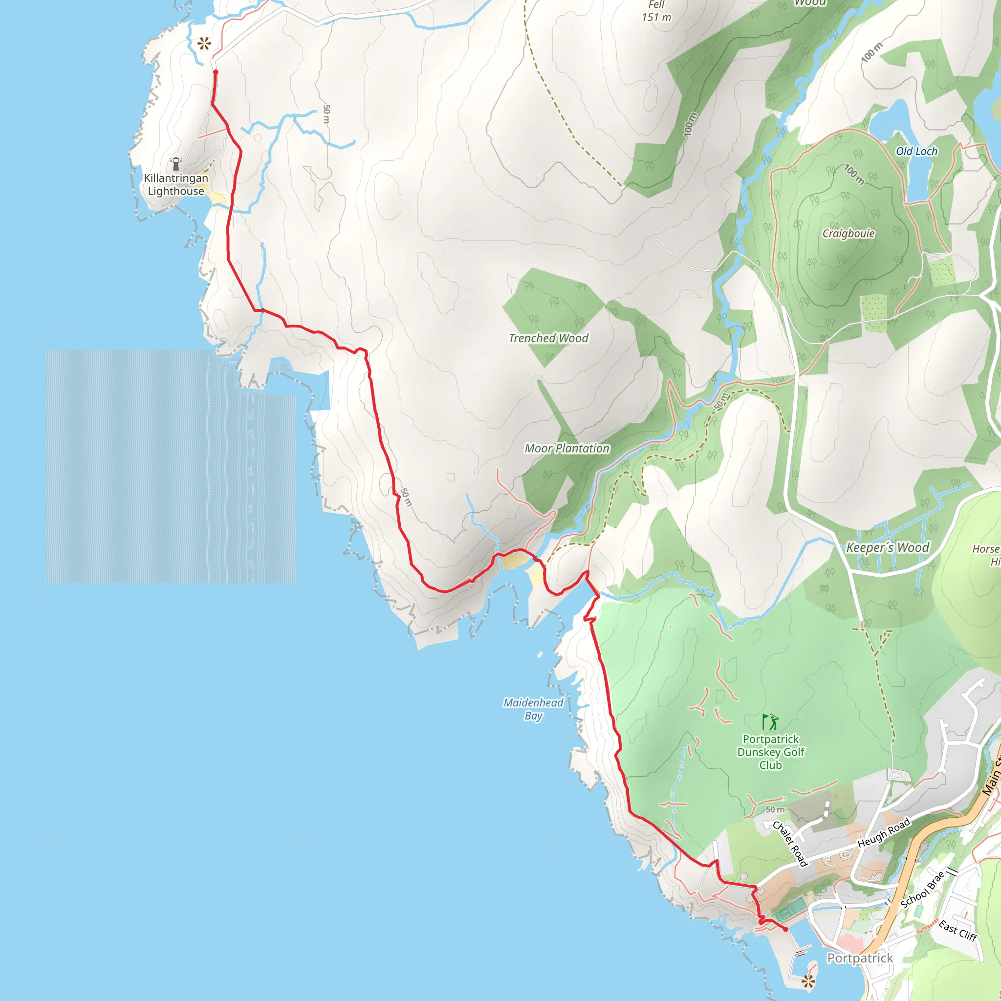 Portpatrick to Black Head via Black Isle mobile static map