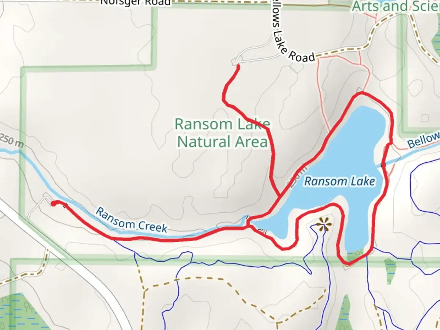 An image depicting the trail Ransom Lake Loop and its surrounding area.