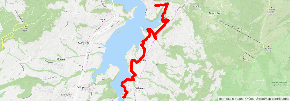 Sentier du Lac de la Gruyère stage 3 Map
