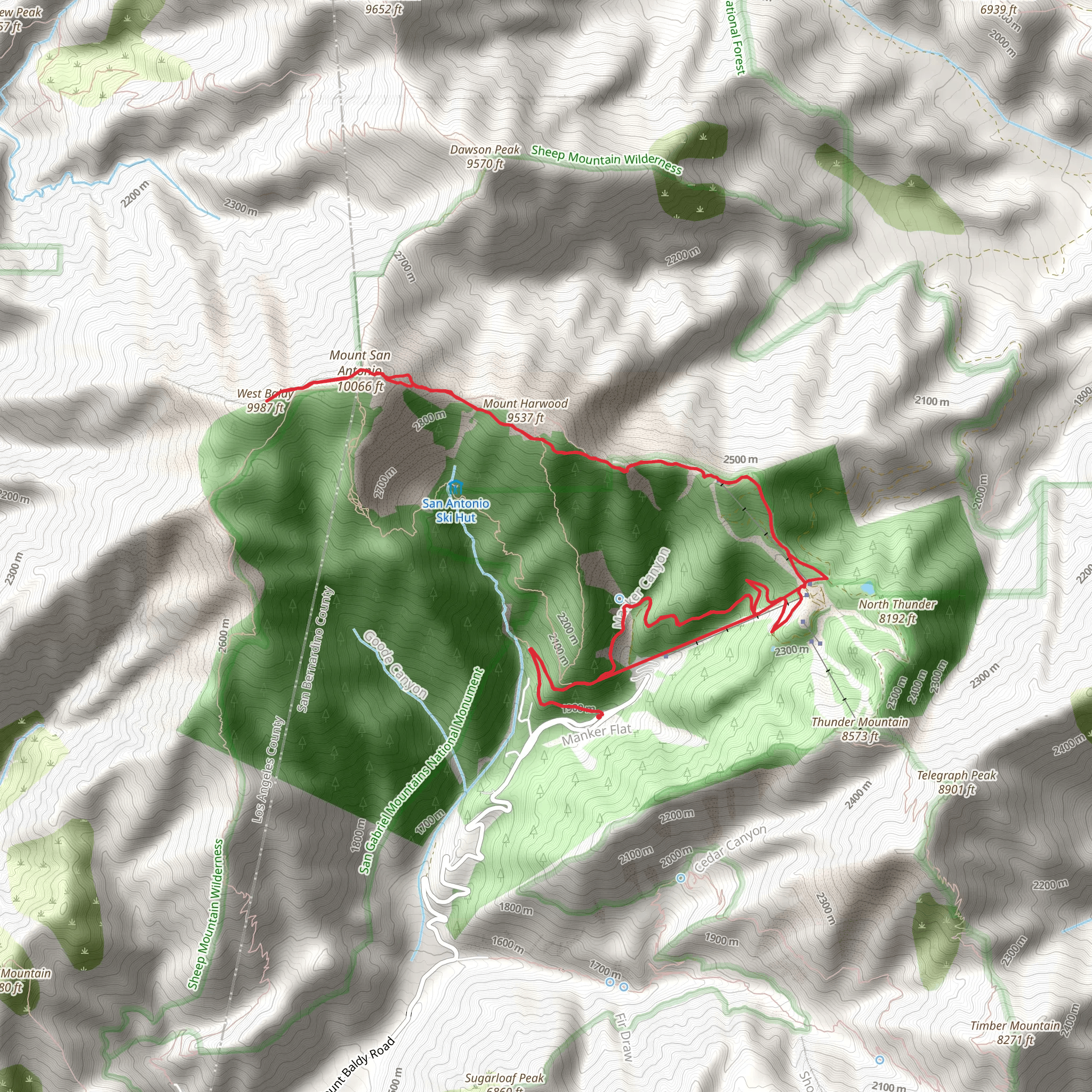 Mount San and Antonio West Baldy mobile static map
