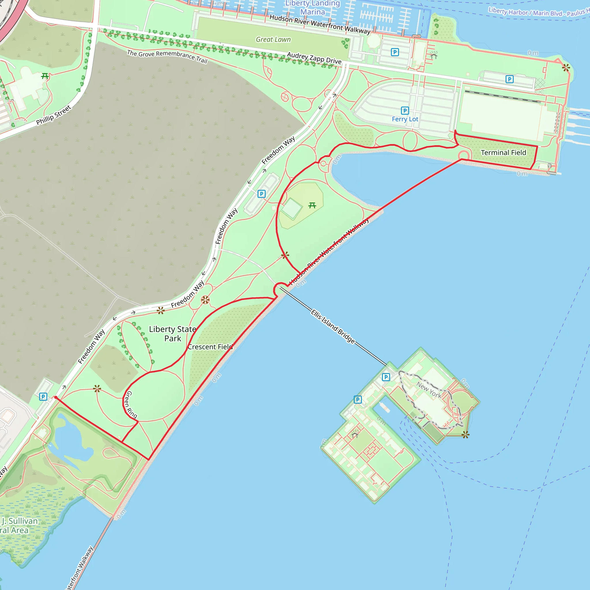 Hudson River Waterfront Walkway Loop mobile static map