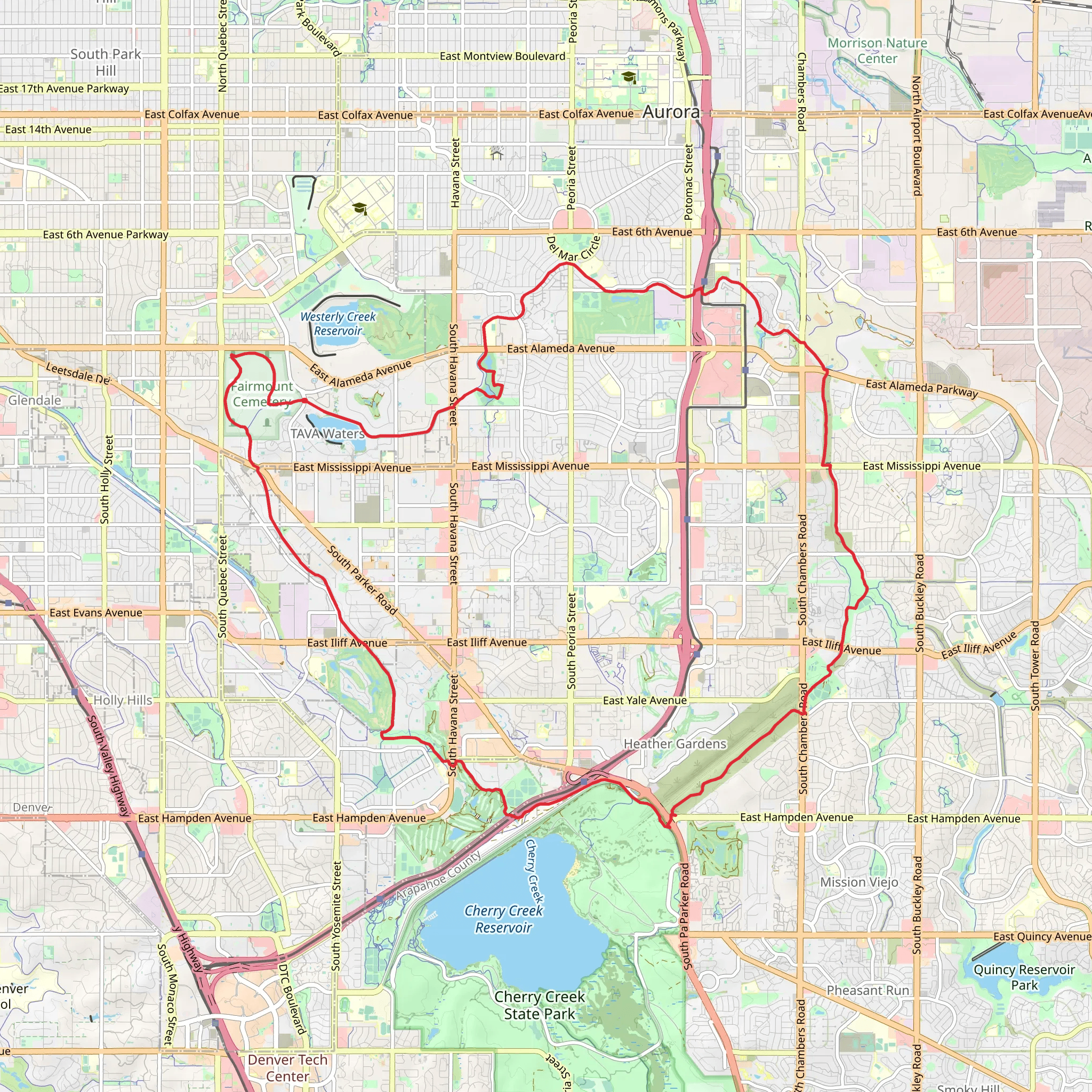 High Line Canal Regional Trail and Cherry Creek Loop Trail mobile static map