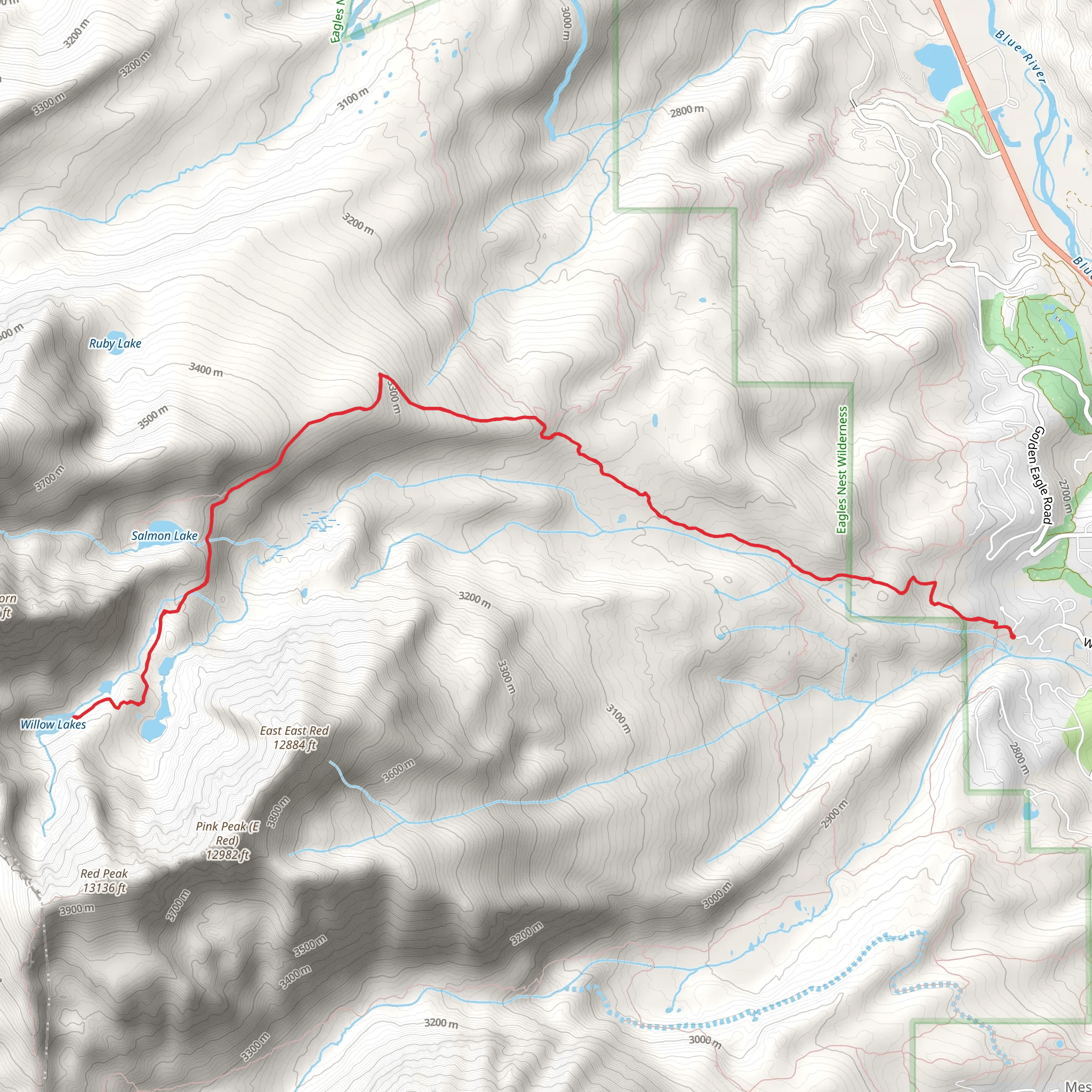 Willow Lakes via Gore Range Trail mobile static map