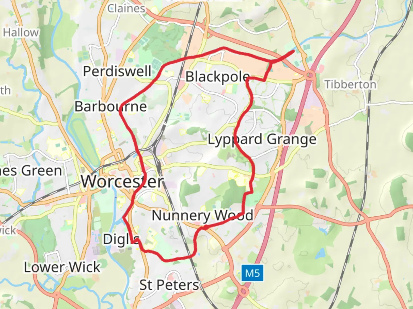 An image depicting the trail Worcester East Circular Walk and its surrounding area.