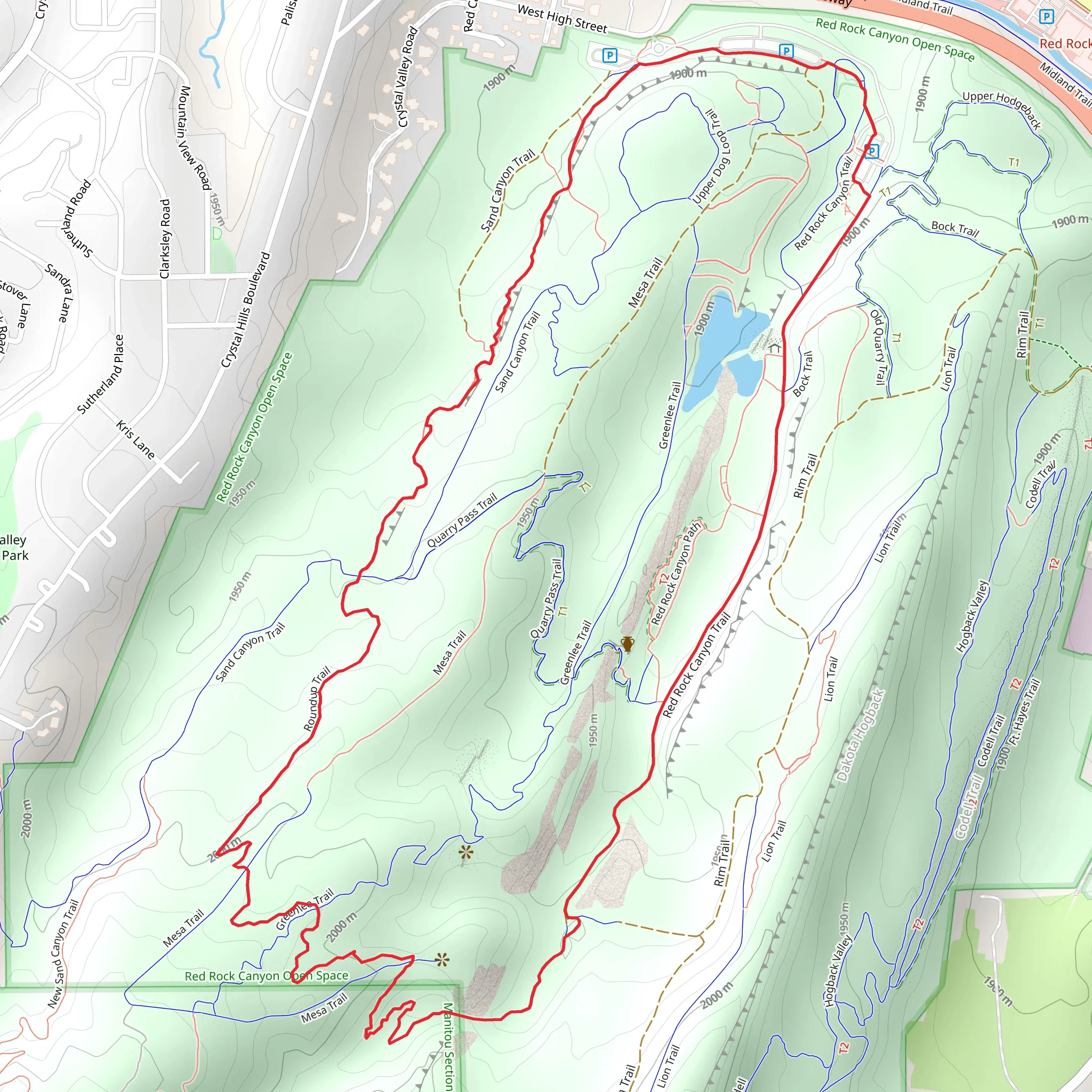 Red Rock Open Space - Roundup Loop Trail mobile static map