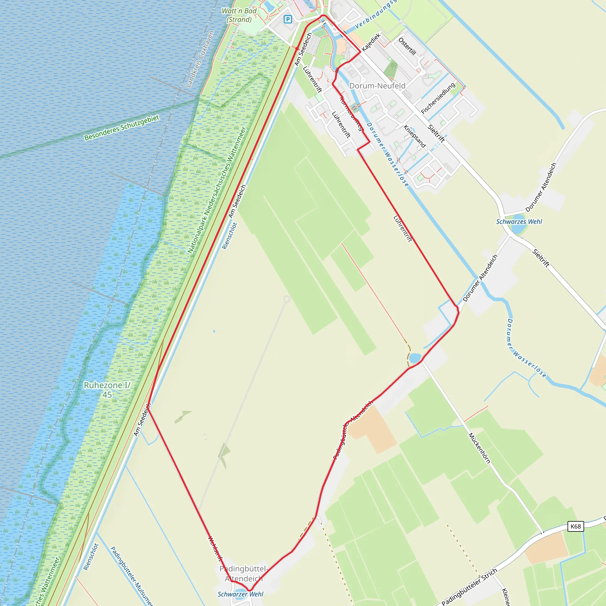 Die Deichroute Wanderweg mobile static map