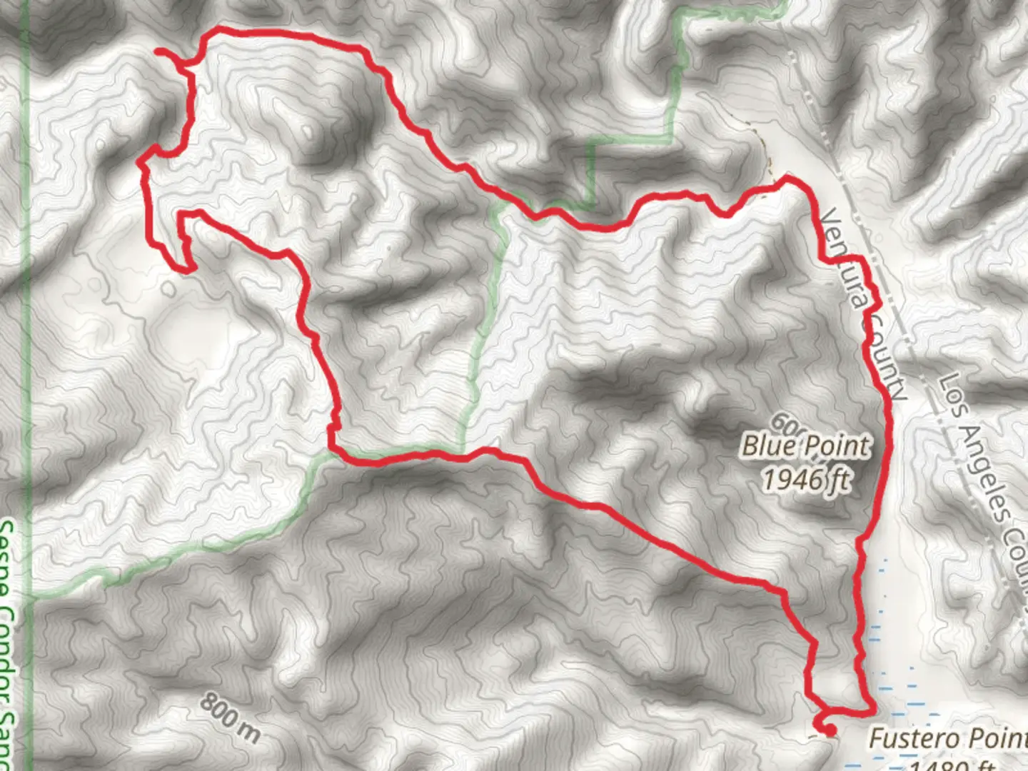 An image depicting the trail Pothole - Agua Blanca - Piru Canyon Loop and its surrounding area.