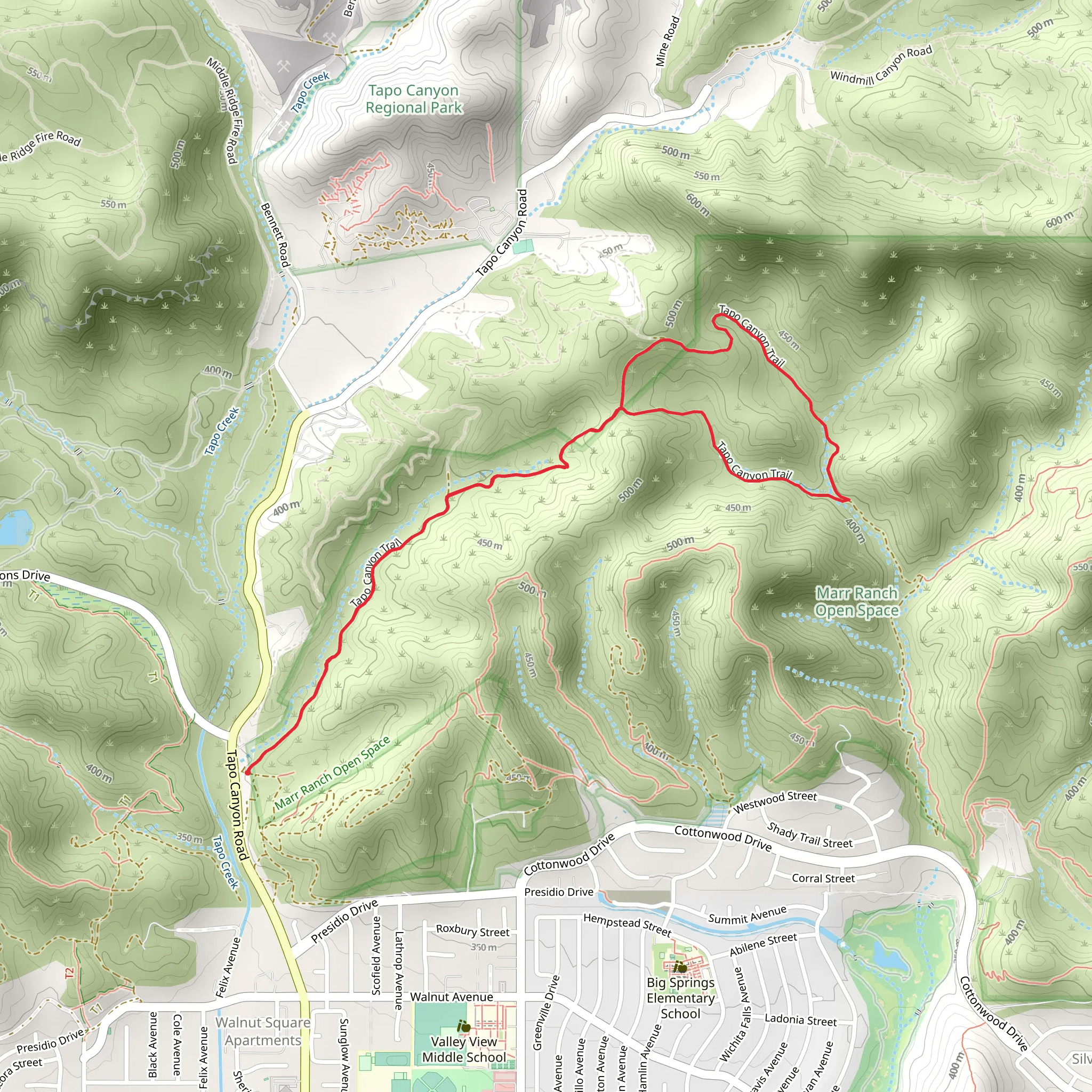 Tapo Canyon Loop Trail mobile static map