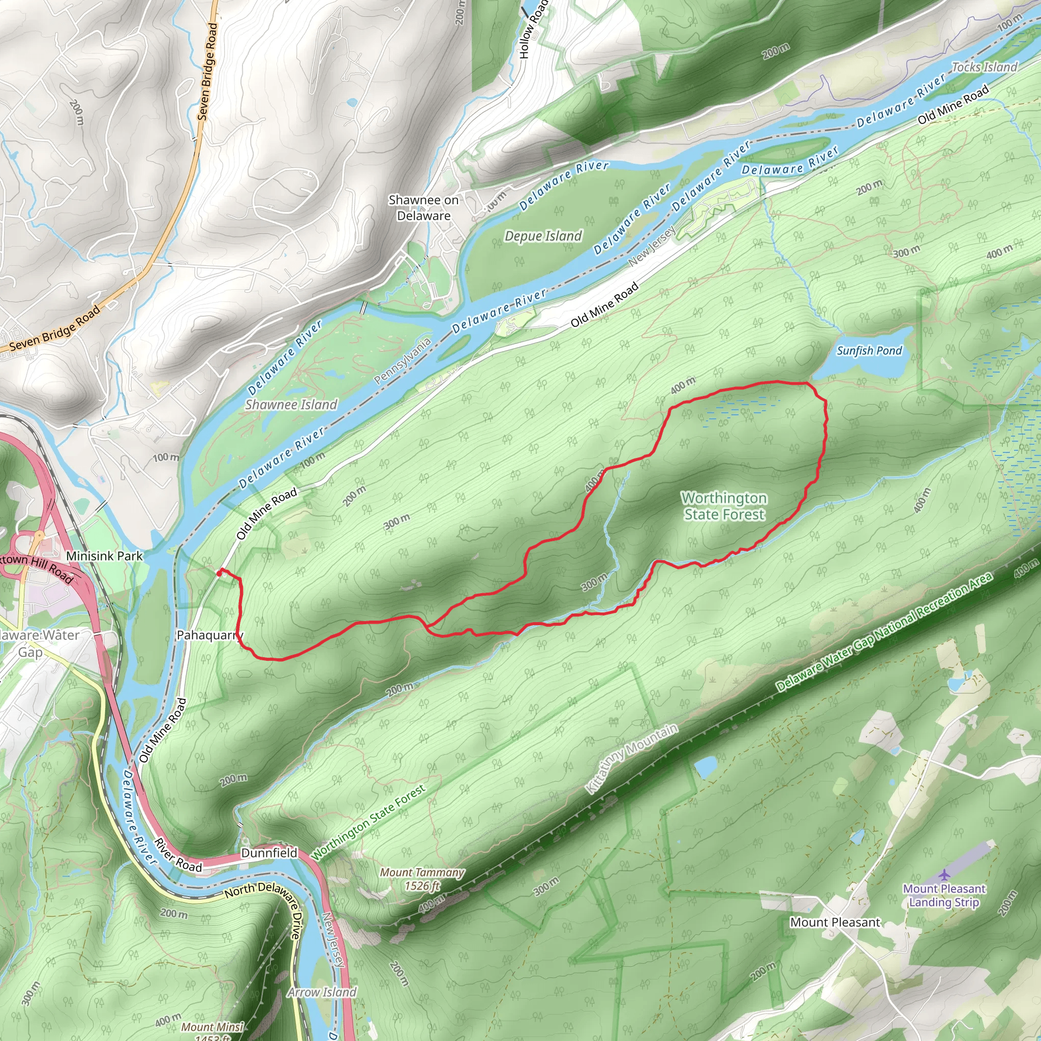 Sunfish Pond and Dunfield Creek Loop mobile static map