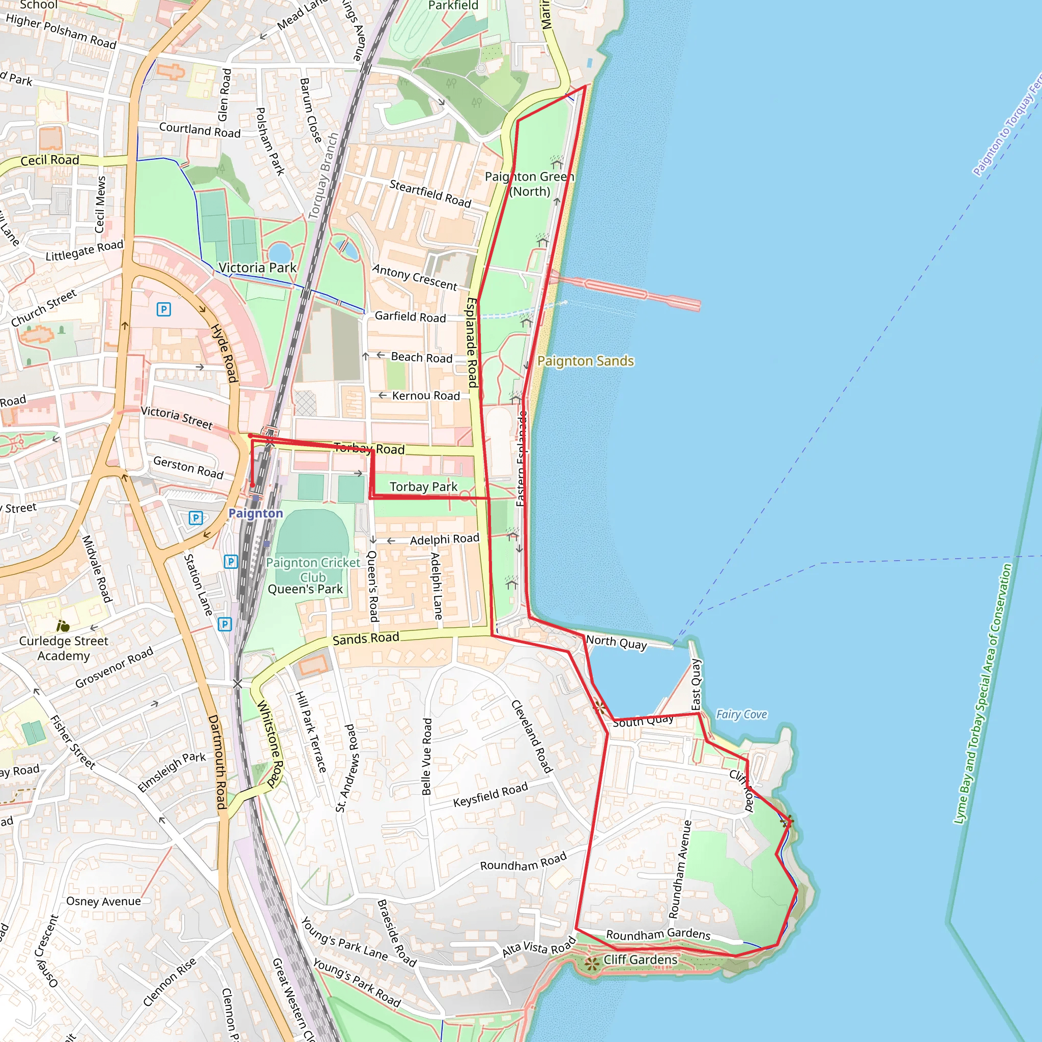 Riviera Line - Paignton Station - Harbour and Roundham Head mobile static map
