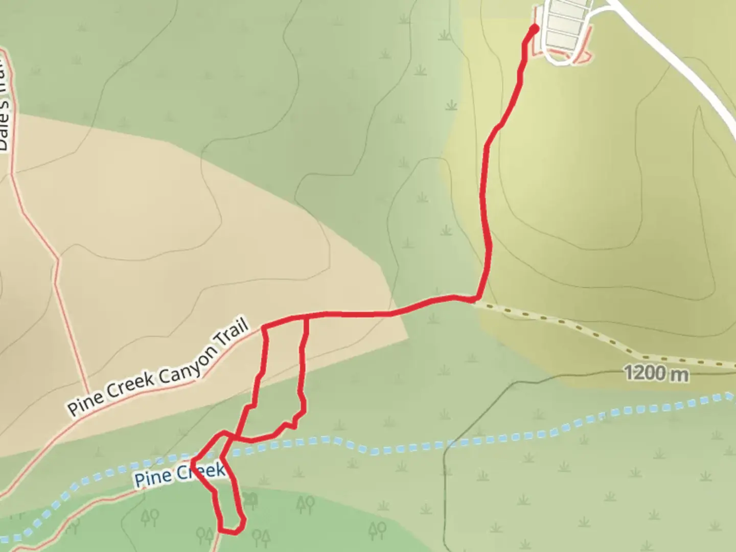 An image depicting the trail Fire Ecology Loop Trail via Pine Creek Trail and its surrounding area.