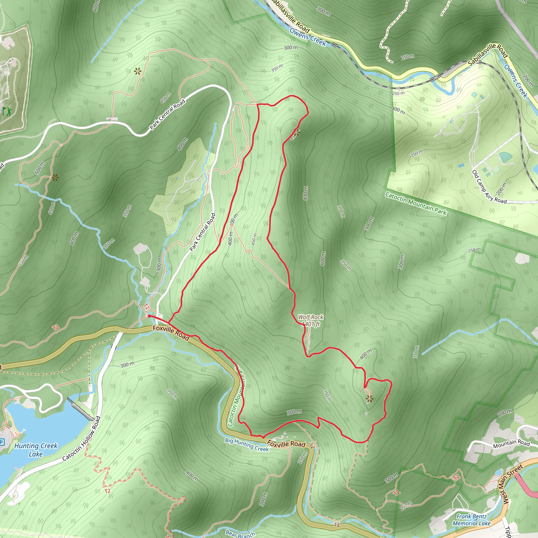 Chimney Rock-Visitor Center Trail and Wolf Rock-Chimney Rock Trail Loop mobile static map