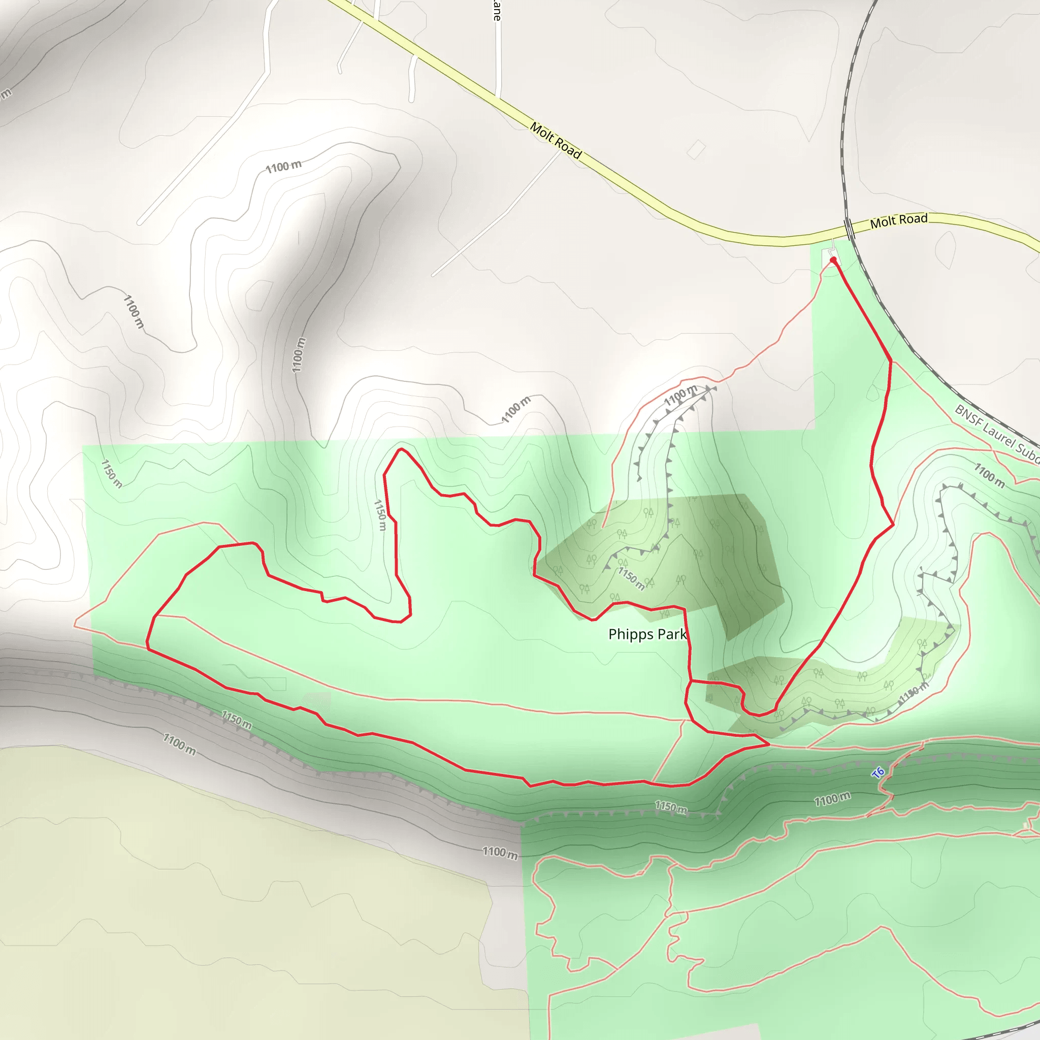 Phipps Park Long Loop mobile static map