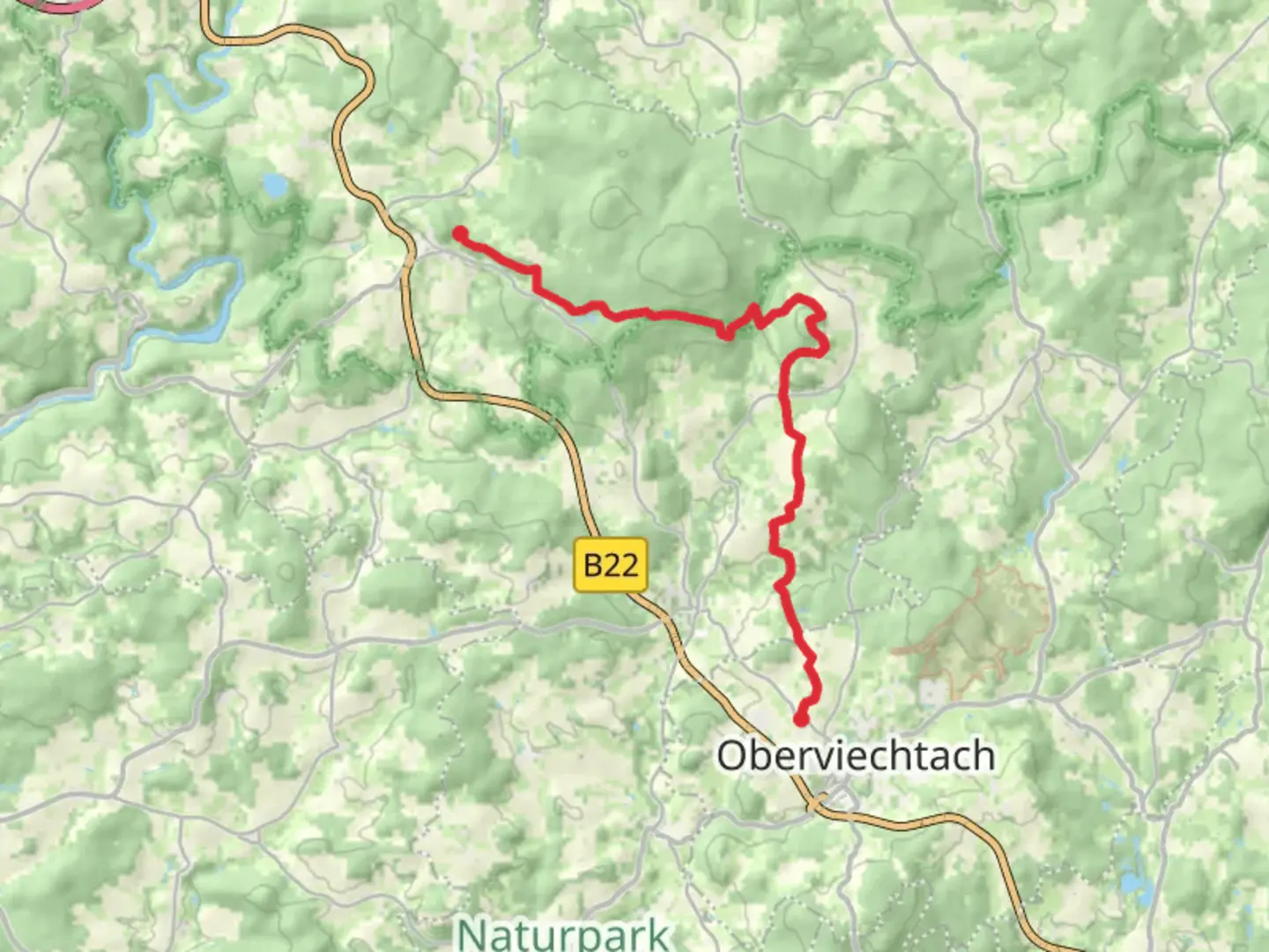 An image depicting the trail Tannesberg to Hof Walk via Wildstein and its surrounding area.