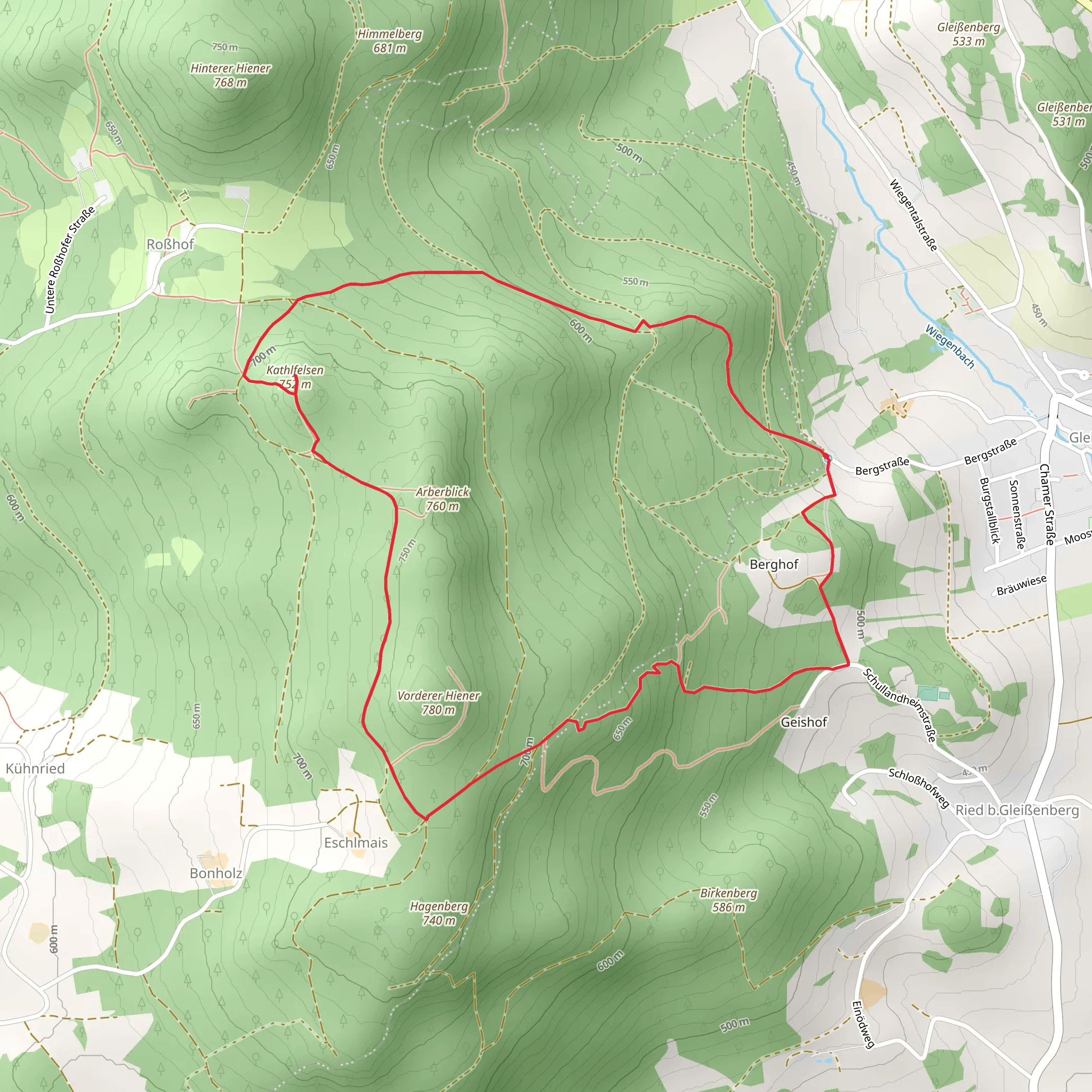 Kathlfelsen Loop from Gleißenberg mobile static map