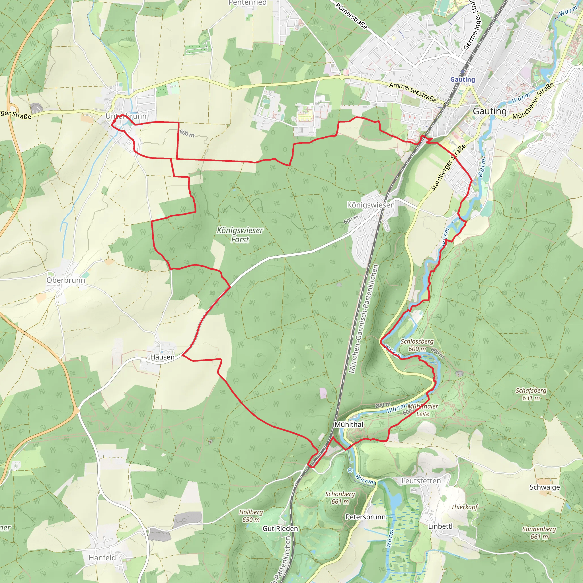 Unterbrunn and Ruine Karlsburg Loop mobile static map