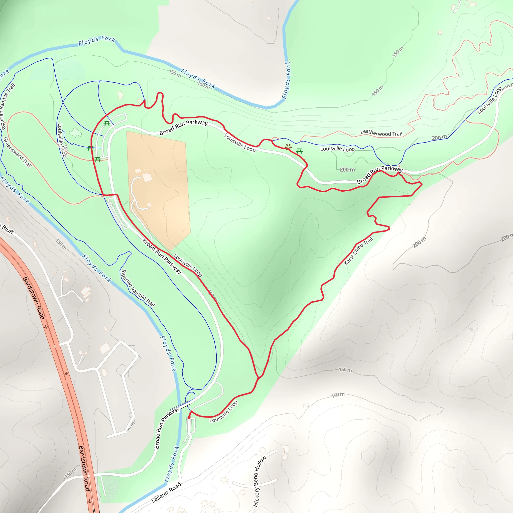 Karst Climb and Louisville Loop Trail mobile static map