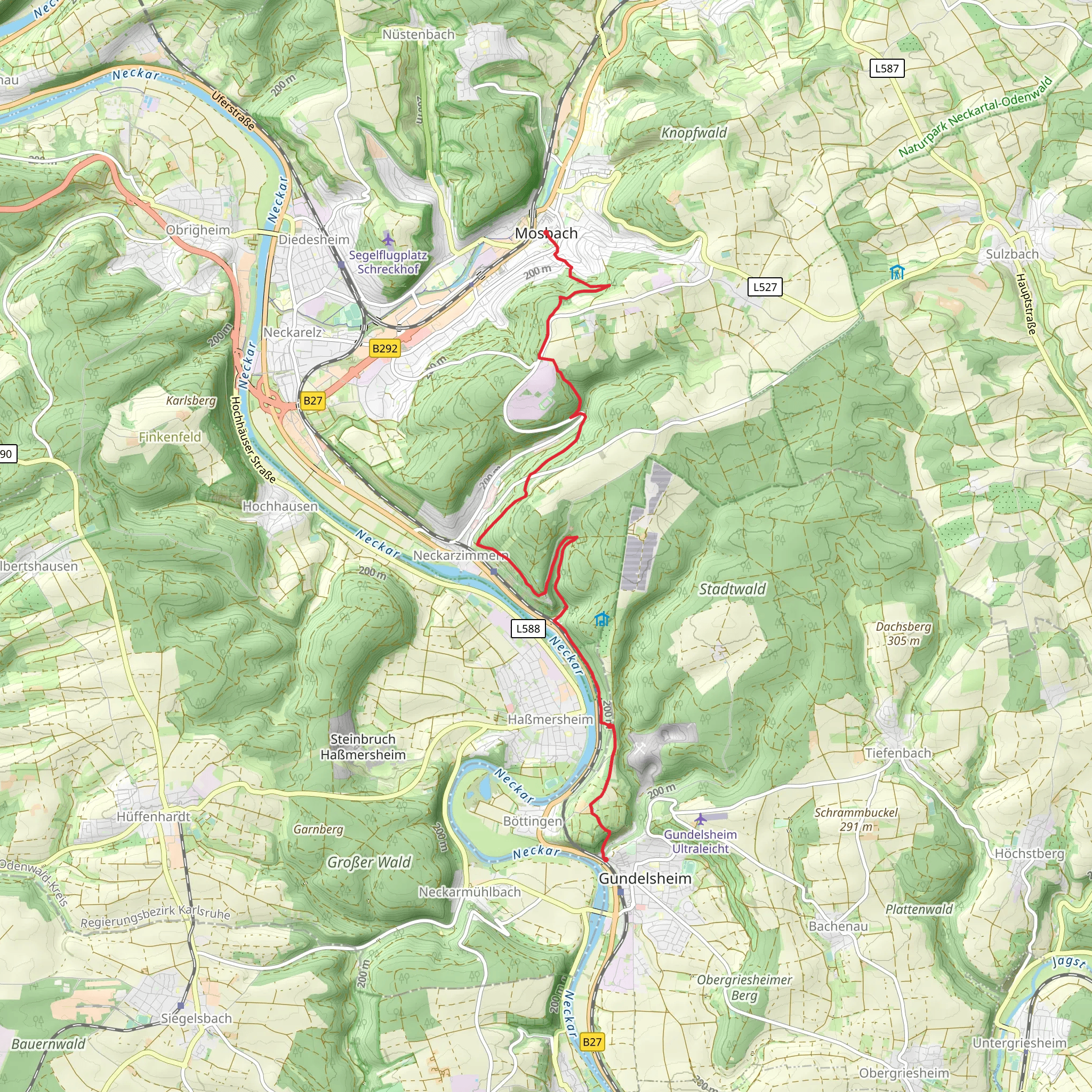 Mosbach to Horneck Castle Walk mobile static map