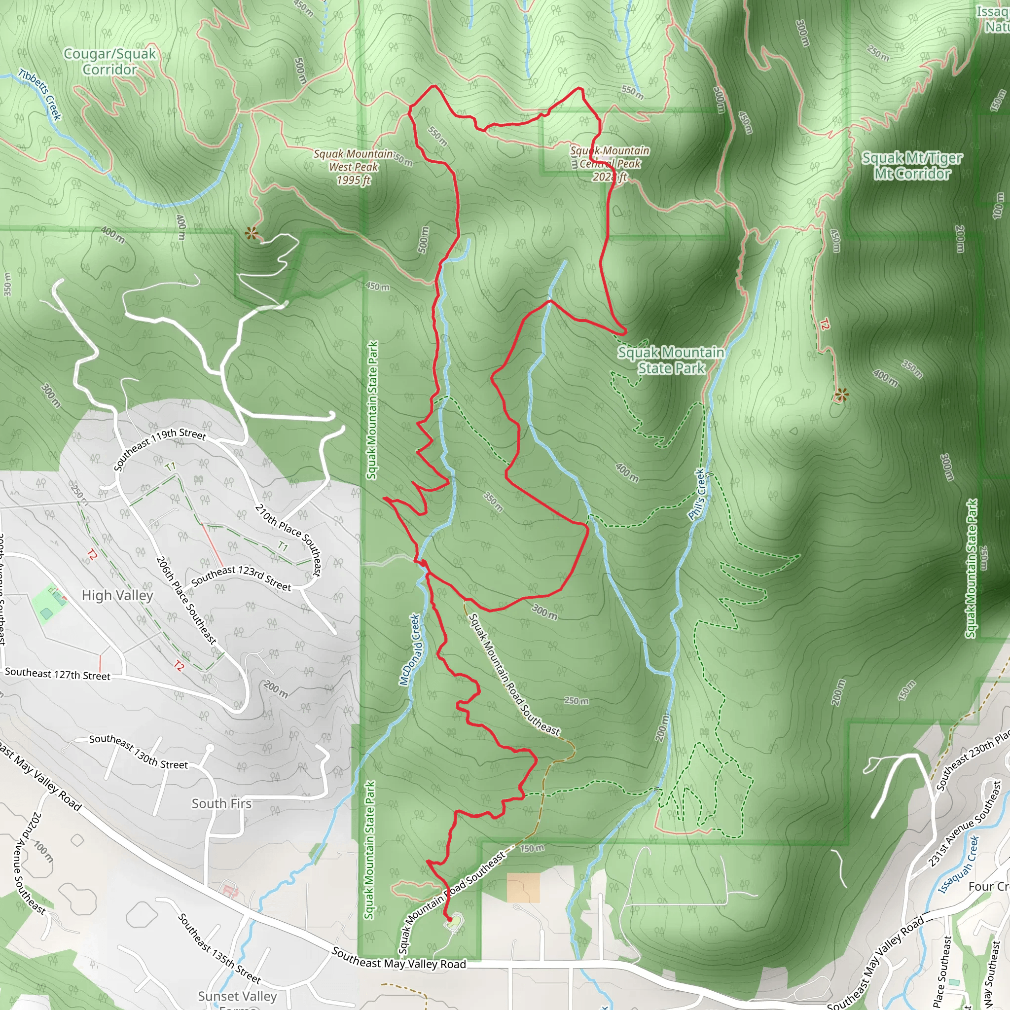 May Valley, Bullitt Gorge and Squak Mountain Road Southeast Loop Trail mobile static map