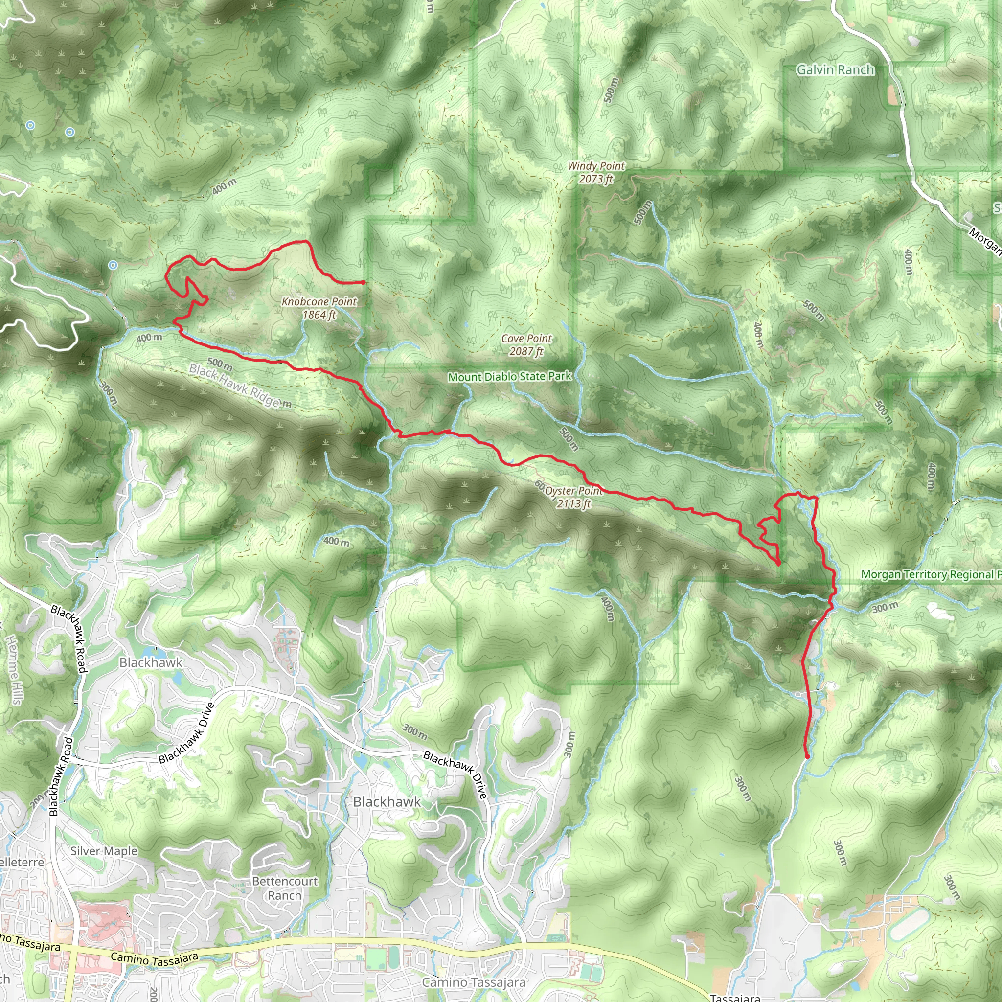 Old Finley Road, Oyster Point Trail and Knobcone Point Road mobile static map