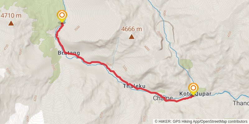 Nar Phu Valley Trek stage 8 Map