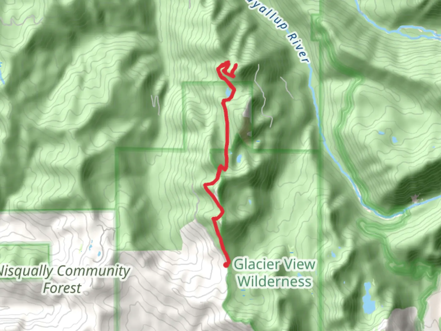 An image depicting the trail Puyallup Point via Peak Twi Trail and its surrounding area.