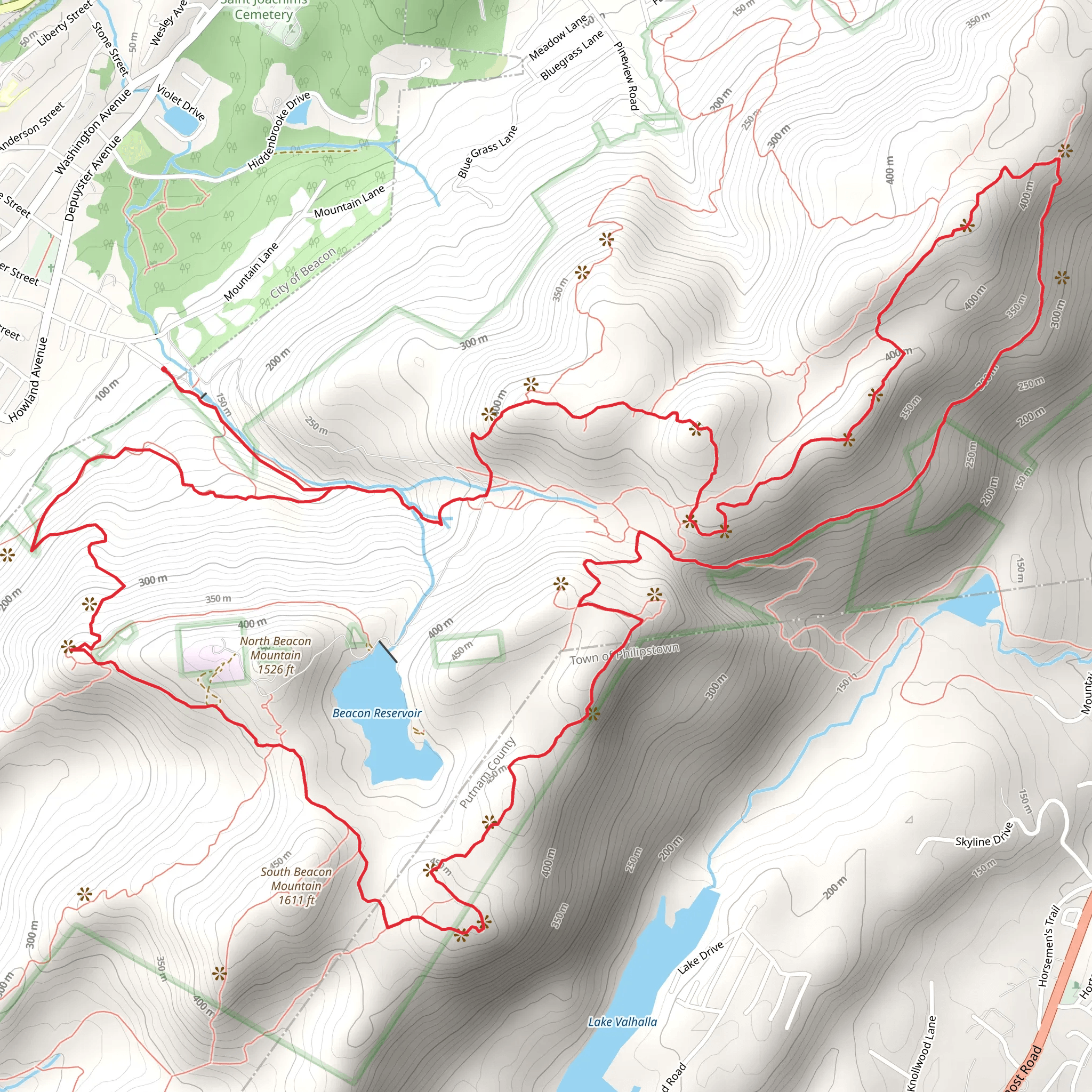 Lambs Hill and North Beacon Mountain via Casino Trail and Fishkill Ridge Trail mobile static map